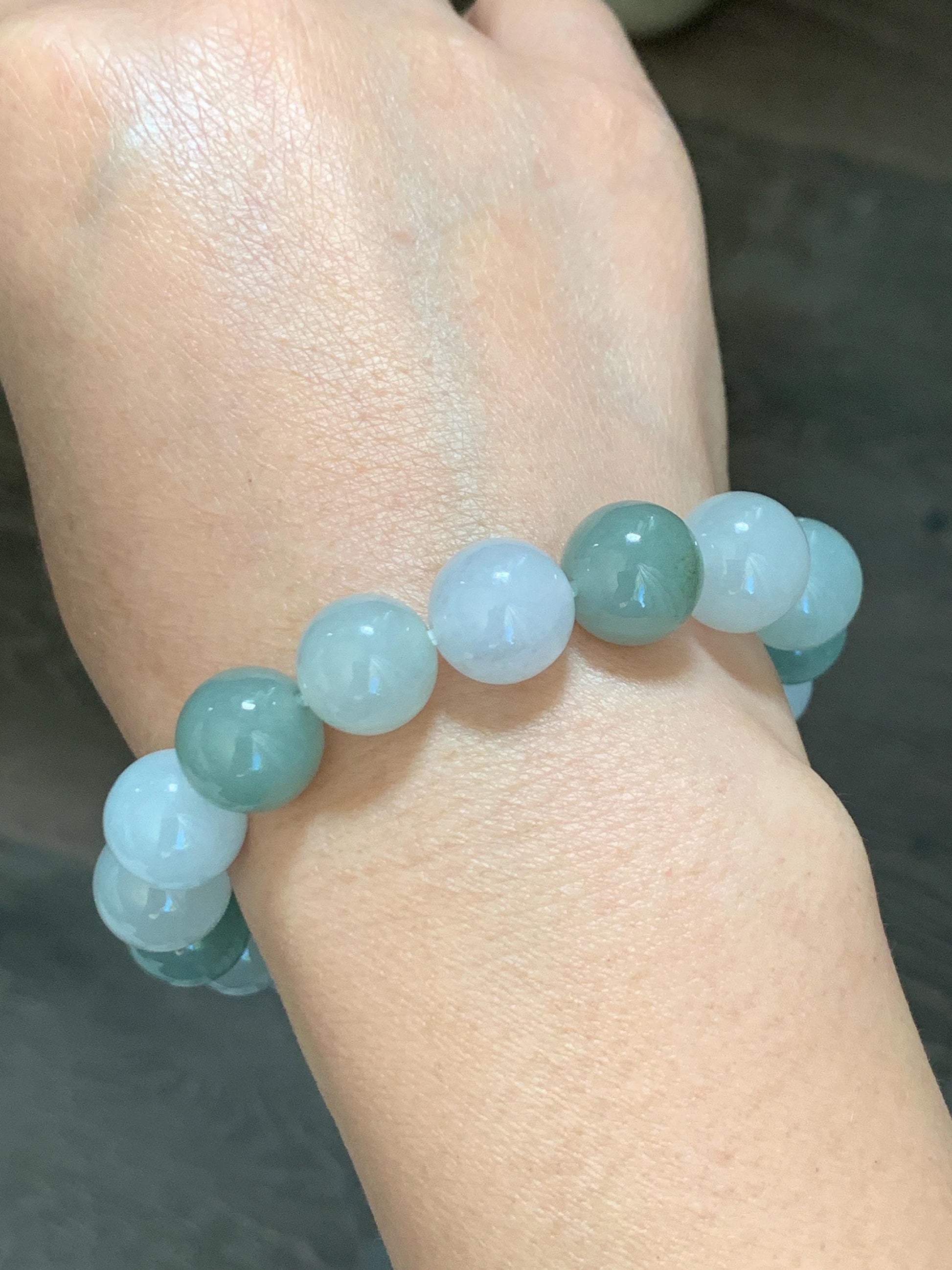 Certified Natural Grade A Icy Translucent Multicolored Jade Jadeite Large Beads Beaded Bracelet 11.6mm 8.25” 55.39g 天然冰胶多宝翡翠大卡手串 461