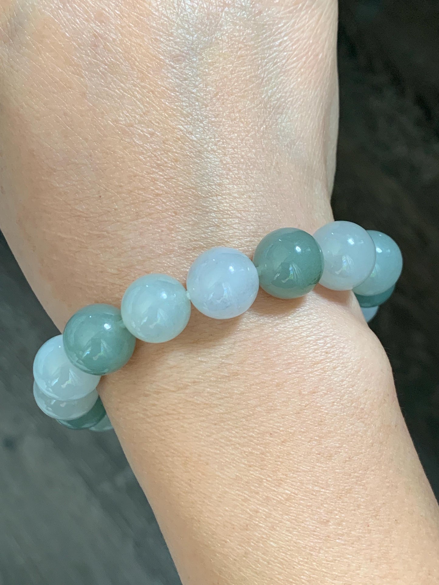 Certified Natural Grade A Icy Translucent Multicolored Jade Jadeite Large Beads Beaded Bracelet 11.6mm 8.25” 55.39g 天然冰胶多宝翡翠大卡手串 461