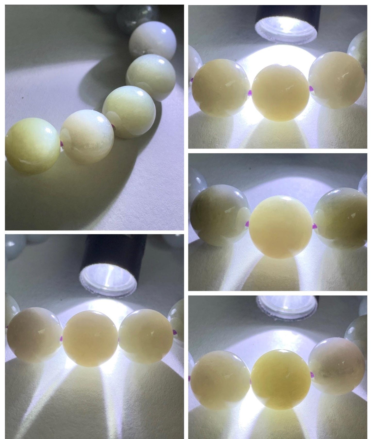 Certified Grade A Natural Icy Translucent Gray Wuji Marbled Jade Jadeite Large Beads Beaded Bracelet 12mm 7" 50.5g 天然大卡糯冰乌鸡翡翠手串 454