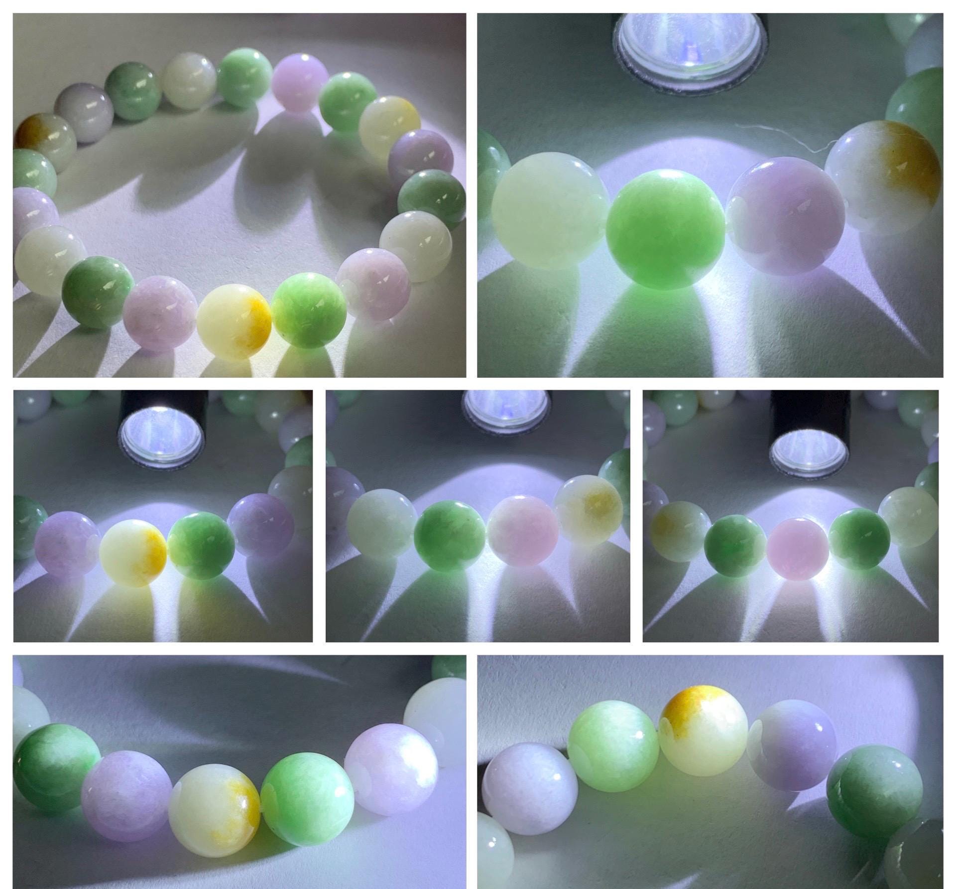 Natural Grade A Icy Translucent Multicolored Jade Jadeite Round Beads Beaded Bracelet Stretchy 10mm 7” 34g 天然多宝翡翠圆珠手串 MDB294