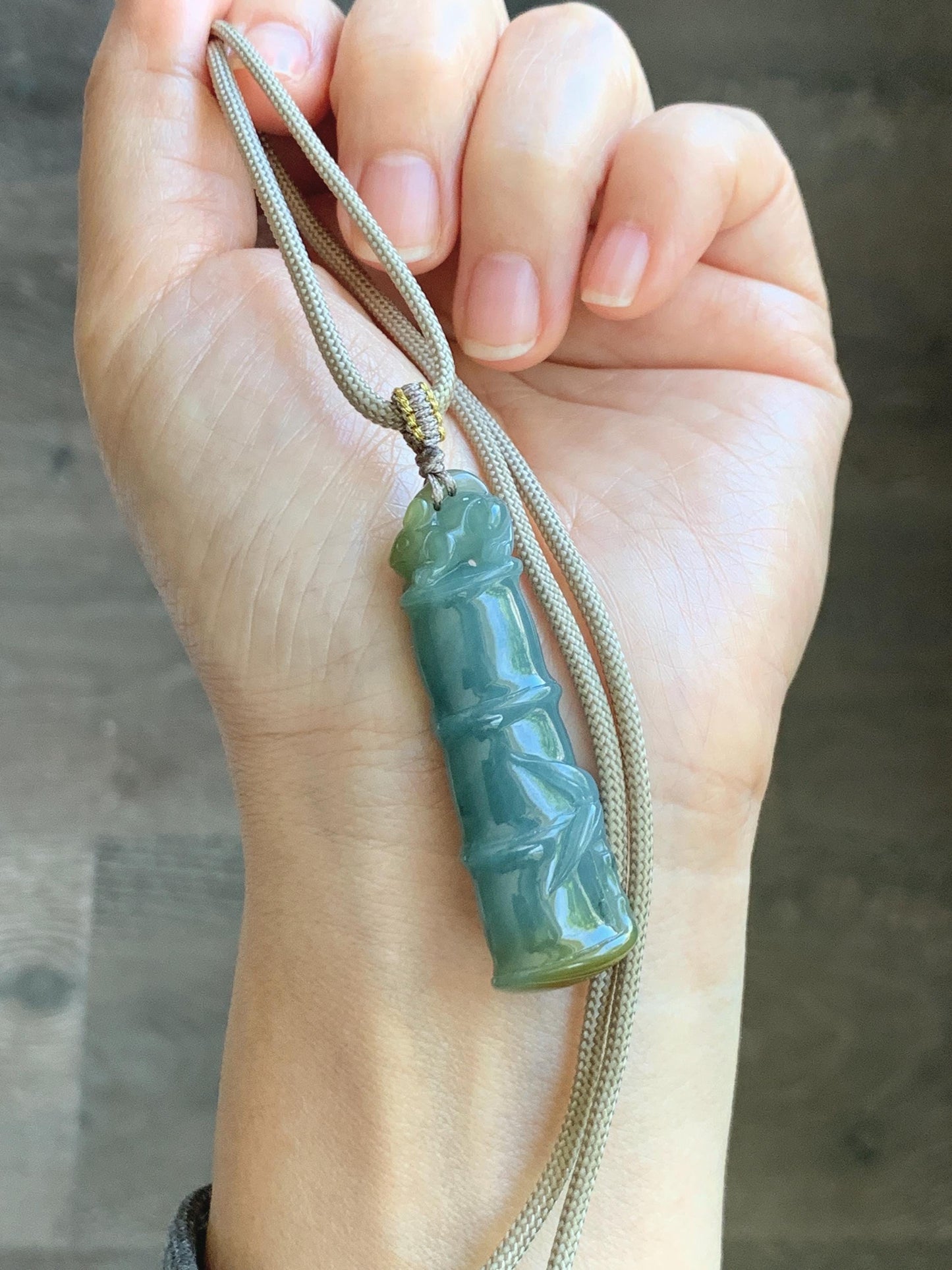 Natural Grade A Guatemalan Icy Translucent Dusty Blue Yellow Bicolored Jade Jadeite Bamboo Mouse Pendant Rope Necklace 天然冰危黄蓝翡翠竹节老鼠吊坠 WZS110