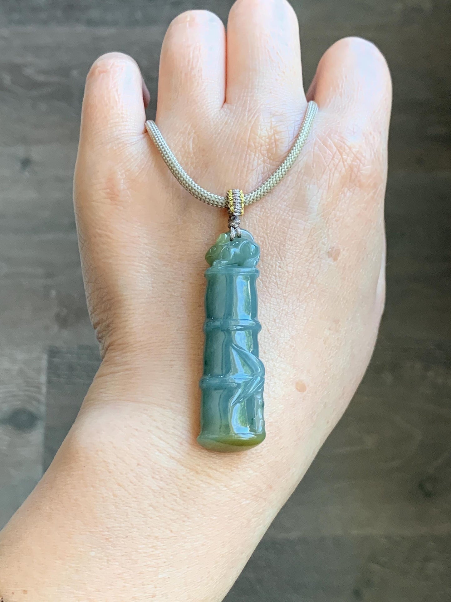 Natural Grade A Guatemalan Icy Translucent Dusty Blue Yellow Bicolored Jade Jadeite Bamboo Mouse Pendant Rope Necklace 天然冰危黄蓝翡翠竹节老鼠吊坠 WZS110