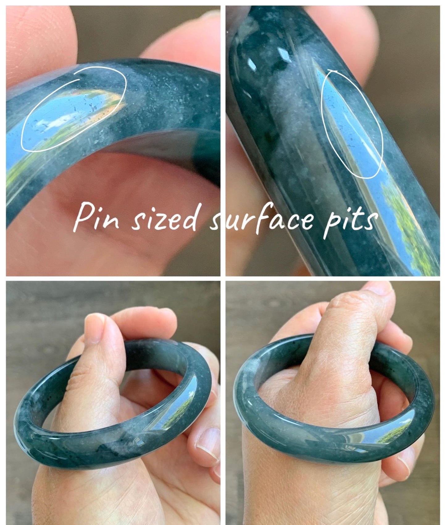 Certified Natural Grade A Guatemalan Icy Translucent Dark Teal & Green Marbled Jade Jadeite Wide Bangle 53.6mm 6.6” 44g 天然冰危深蓝飘花翡翠正圈宽版手镯 500