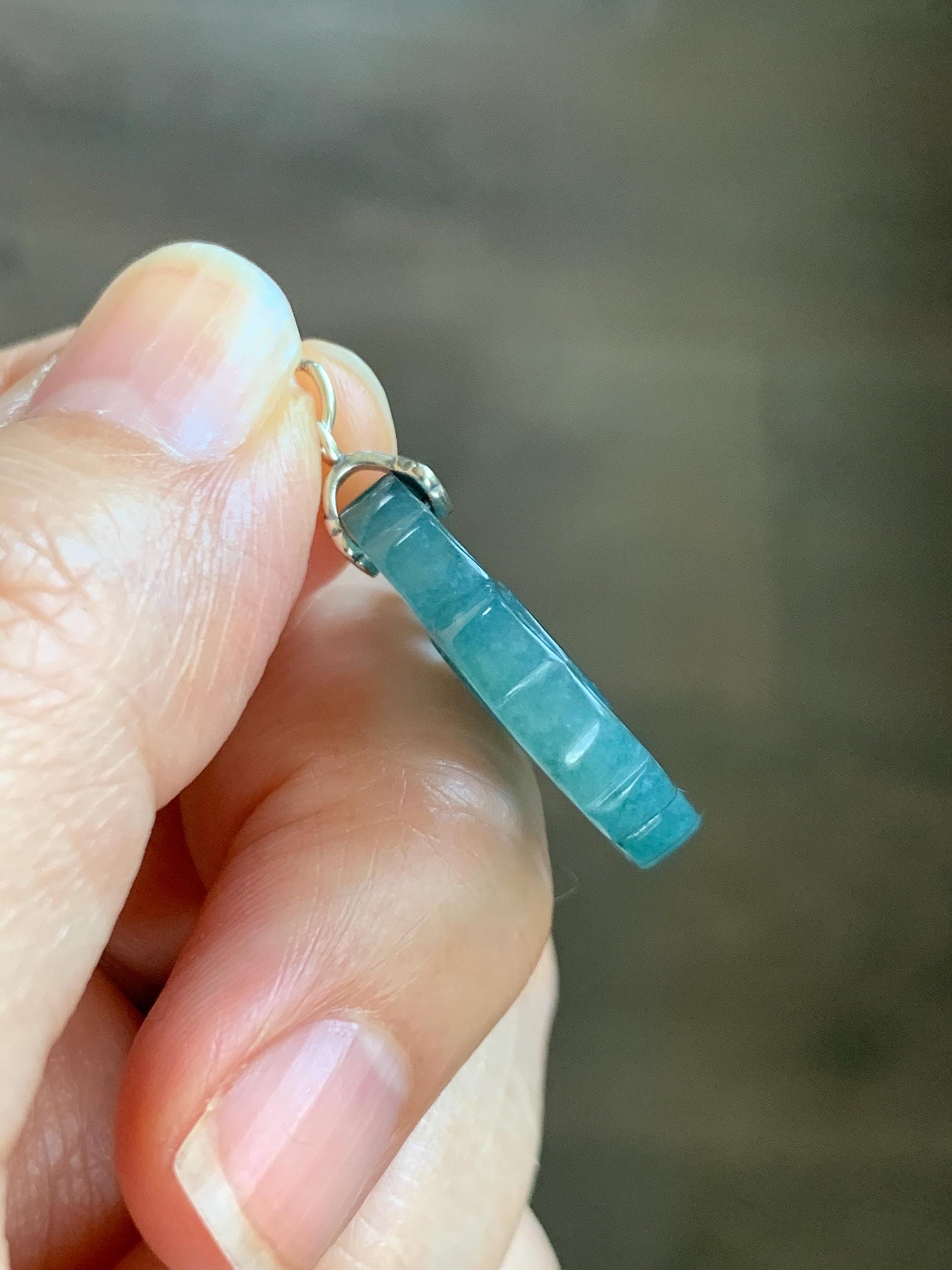 Natural Guatemalan Grade A Icy Translucent Dark Teal Blue Openwork Engraved Jade Jadeite Pendant Sterling Silver 4g 天然冰危深蓝翡翠镂空雕吊坠 WFG66B