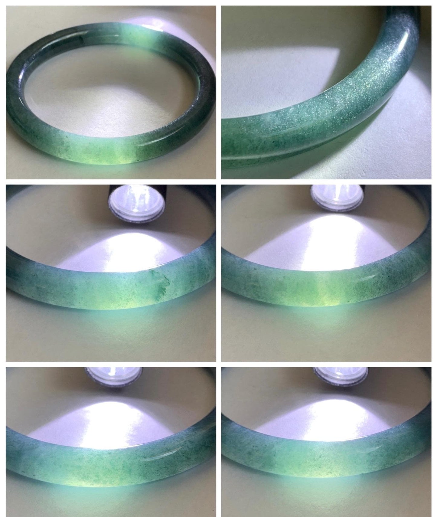 Certified Natural Grade A Guatemalan Icy Translucent Dark Aegean Blue Jade Jadeite Bangle Bracelet 58.7mm 7.26” 35g 天然危深牛仔蓝翡翠细圆条手镯 510