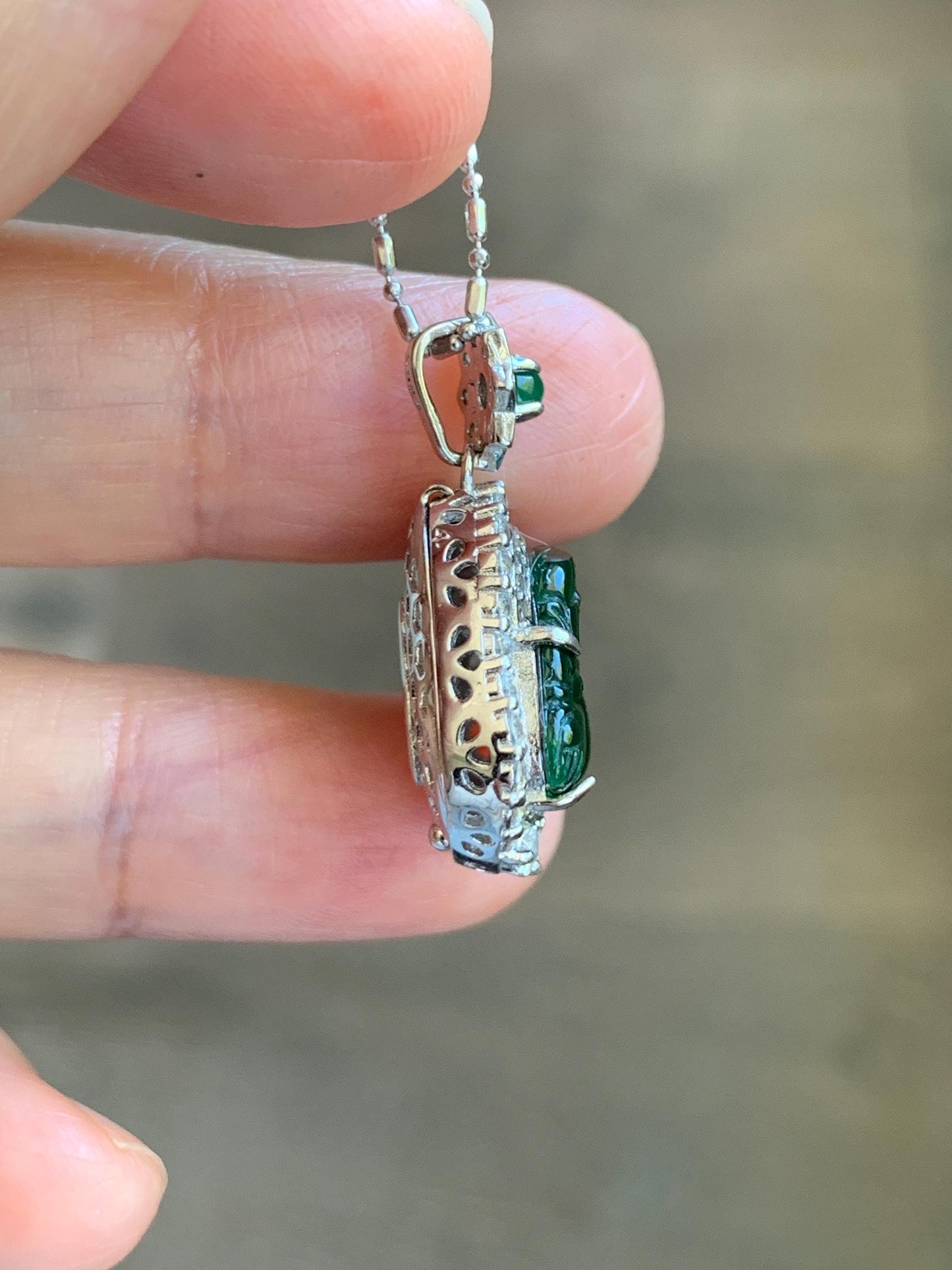 Certified Natural Grade A Guatemalan Icy Translucent Vibrant Green Jade Jadeite Buddha Pendant Sterling Silver 5.11g 天然冰危绿翡翠佛公吊坠 442