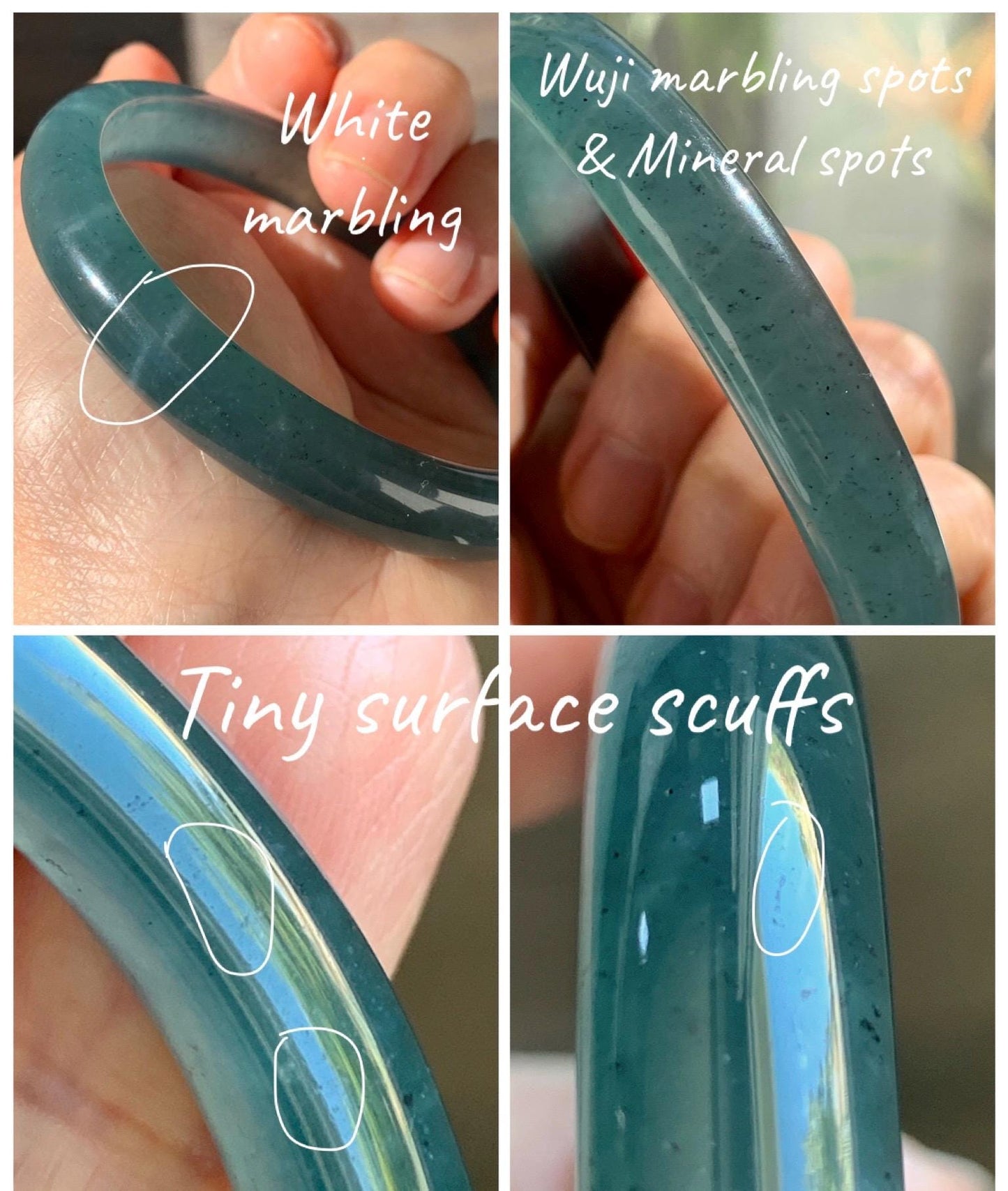 Certified Natural Grade A Guatemalan Icy Translucent Dark Teal Blue Jade Jadeite Wide Bangle 59.66mm 7.37” 39g 天然冰危深蓝绿翡翠正圈宽版手镯 521