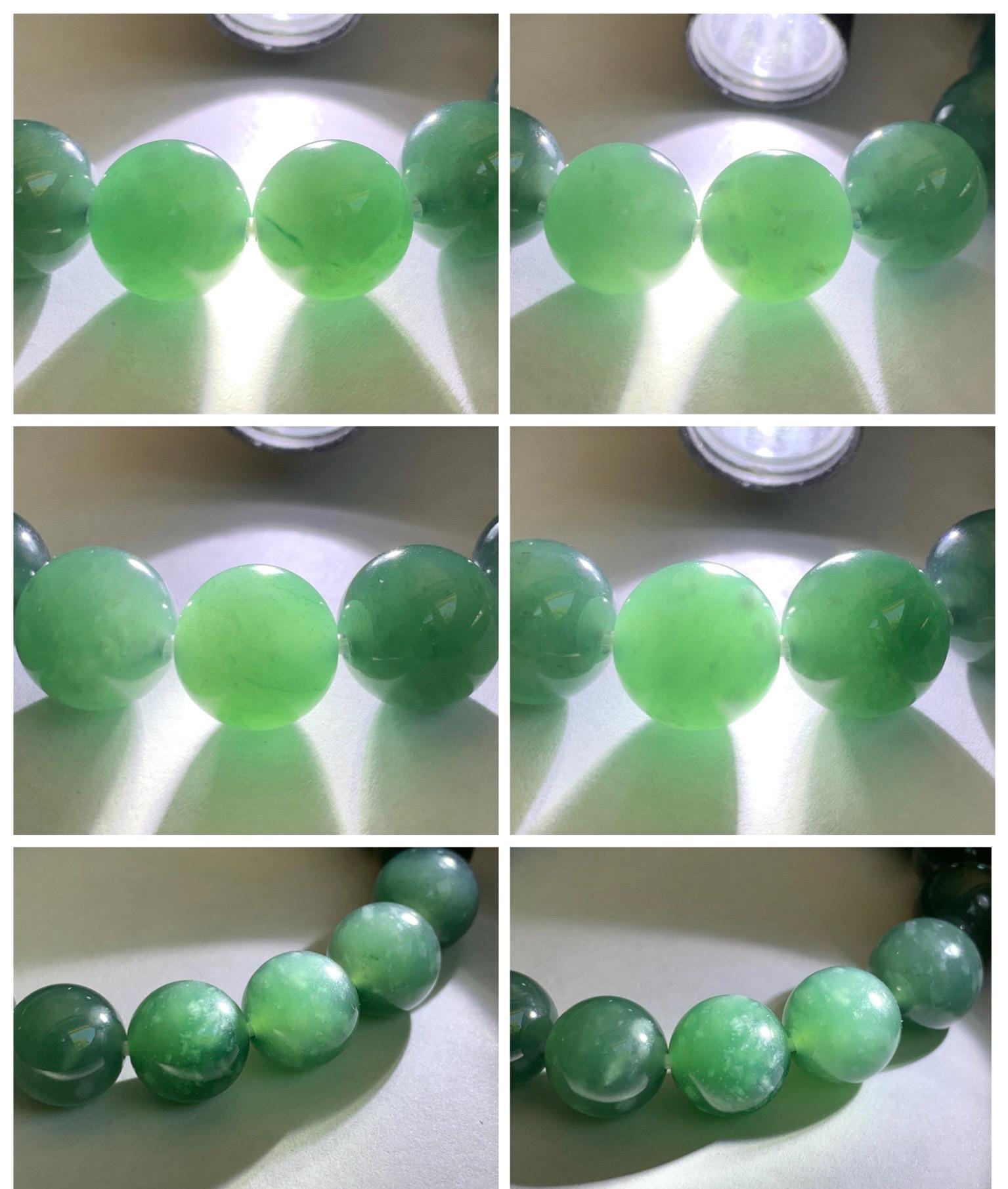 Natural Guatemalan Grade A Icy Translucent Dark Teal Green Jade Jadeite Beaded Bracelet Stretchy 11.7mm 7.5” 47g 天然冰危老种深蓝绿翡翠圆珠手串 WDB580