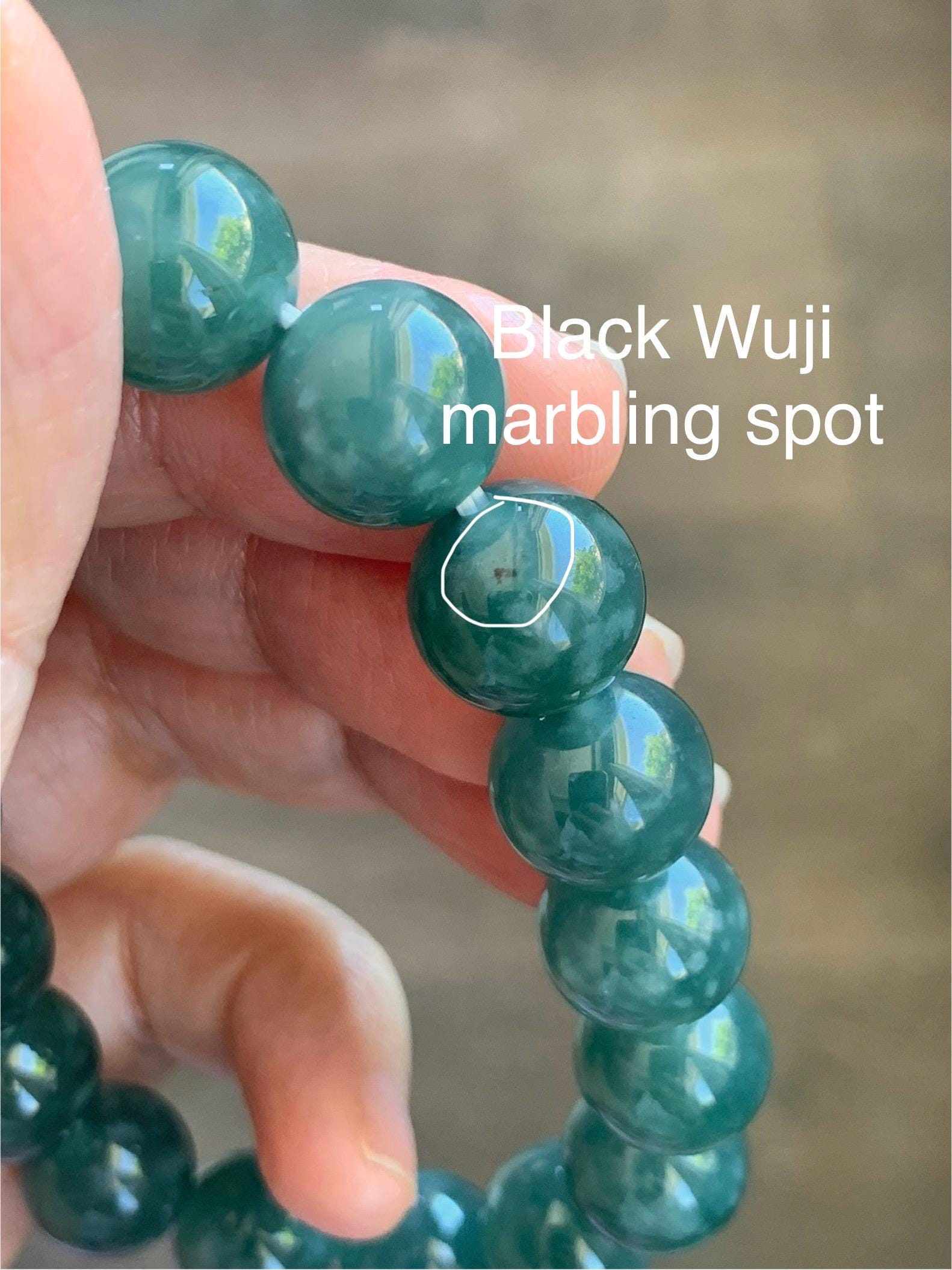 Natural Guatemalan Grade A Icy Translucent Dark Teal Green Jade Jadeite Beaded Bracelet Stretchy 11.7mm 7.5” 47g 天然冰危老种深蓝绿翡翠圆珠手串 WDB580