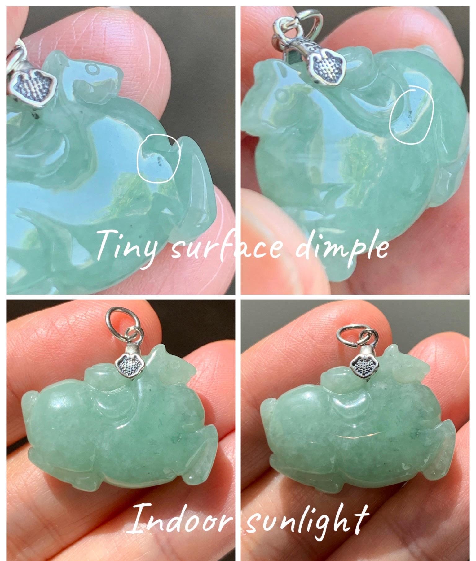 Natural Grade A Icy Translucent Icy Light Apple Green Jade Jadeite Carved Tang Horse Pendant Sterling Silver 10g 天然冰浅果绿翡翠唐马银镶吊坠 MGL160A