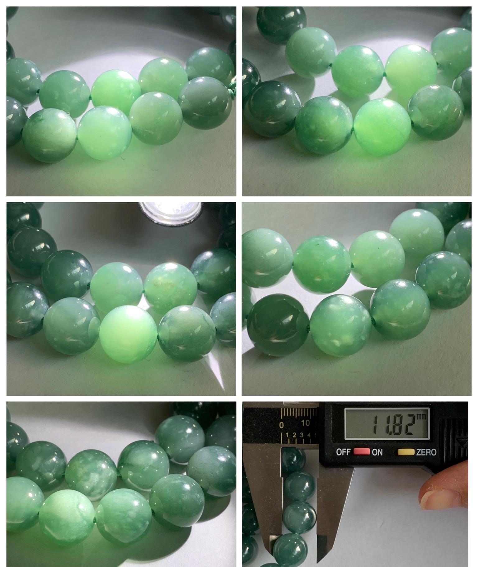 Natural Grade A Guatemalan Icy Translucent Dark Teal Green Jade Jadeite Beaded Necklace 18” 11.8mm Sterling Silver 天然冰危深蓝绿翡翠大卡圆珠项链 WDT580