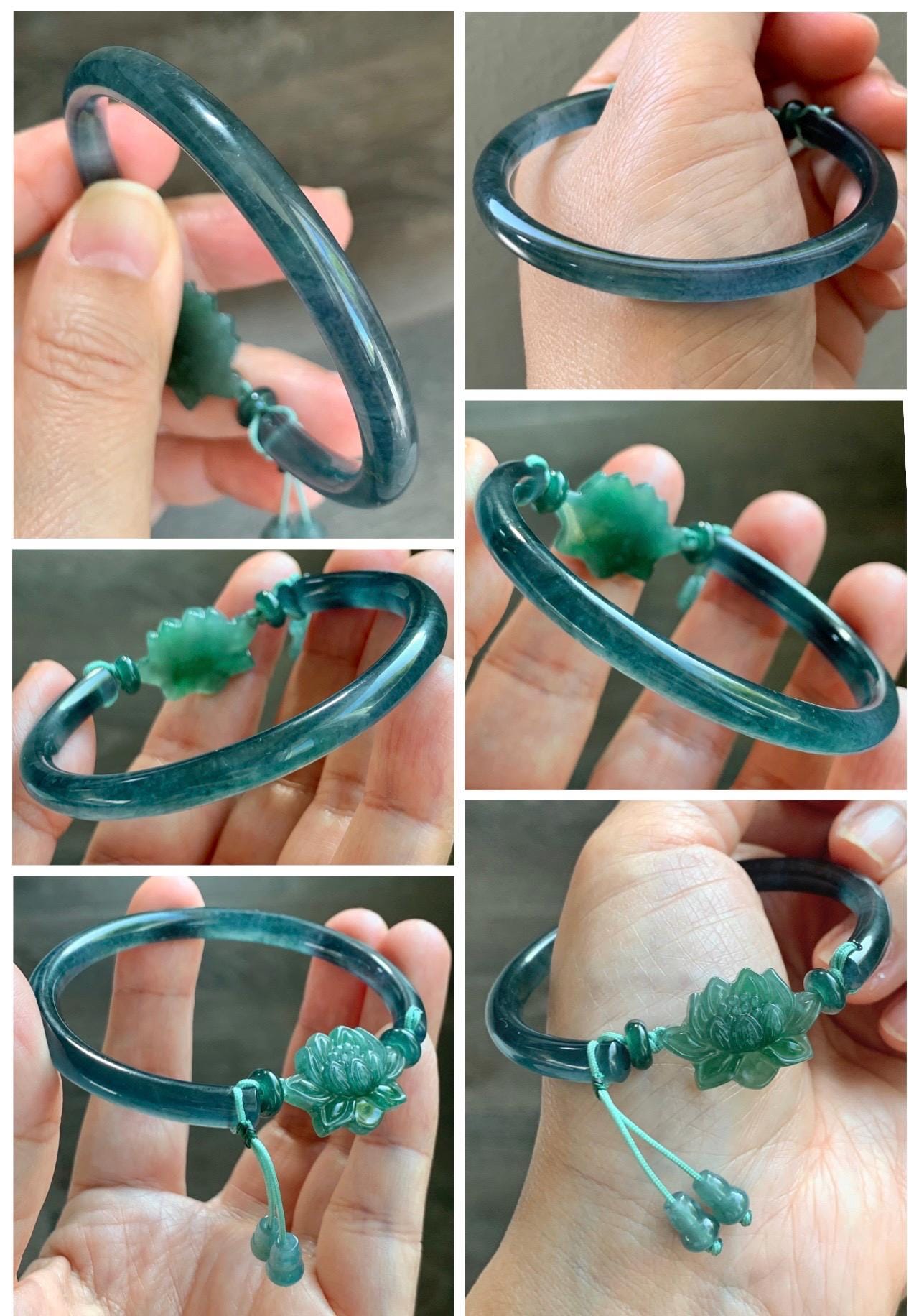 Certified Natural Grade A Guatemalan Icy Highly Translucent Dark Aegean Blue Jade Jadeite Bangle Bracelet 53.8mm 6.65” 17g 天然冰胶危牛仔蓝翡翠开口手镯605