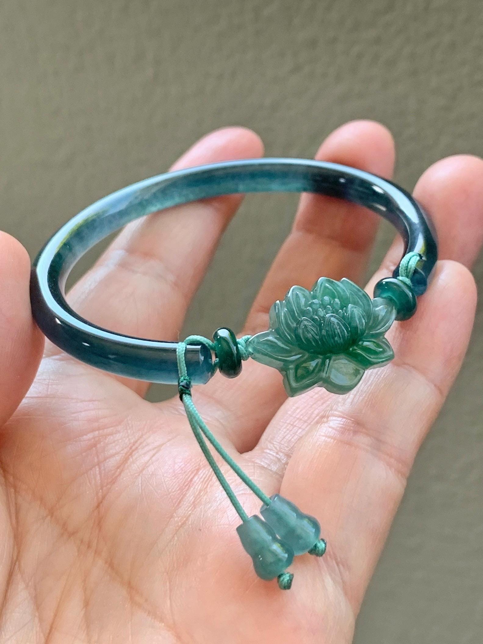 Certified Natural Grade A Guatemalan Icy Highly Translucent Dark Aegean Blue Jade Jadeite Bangle Bracelet 53.8mm 6.65” 17g 天然冰胶危牛仔蓝翡翠开口手镯605