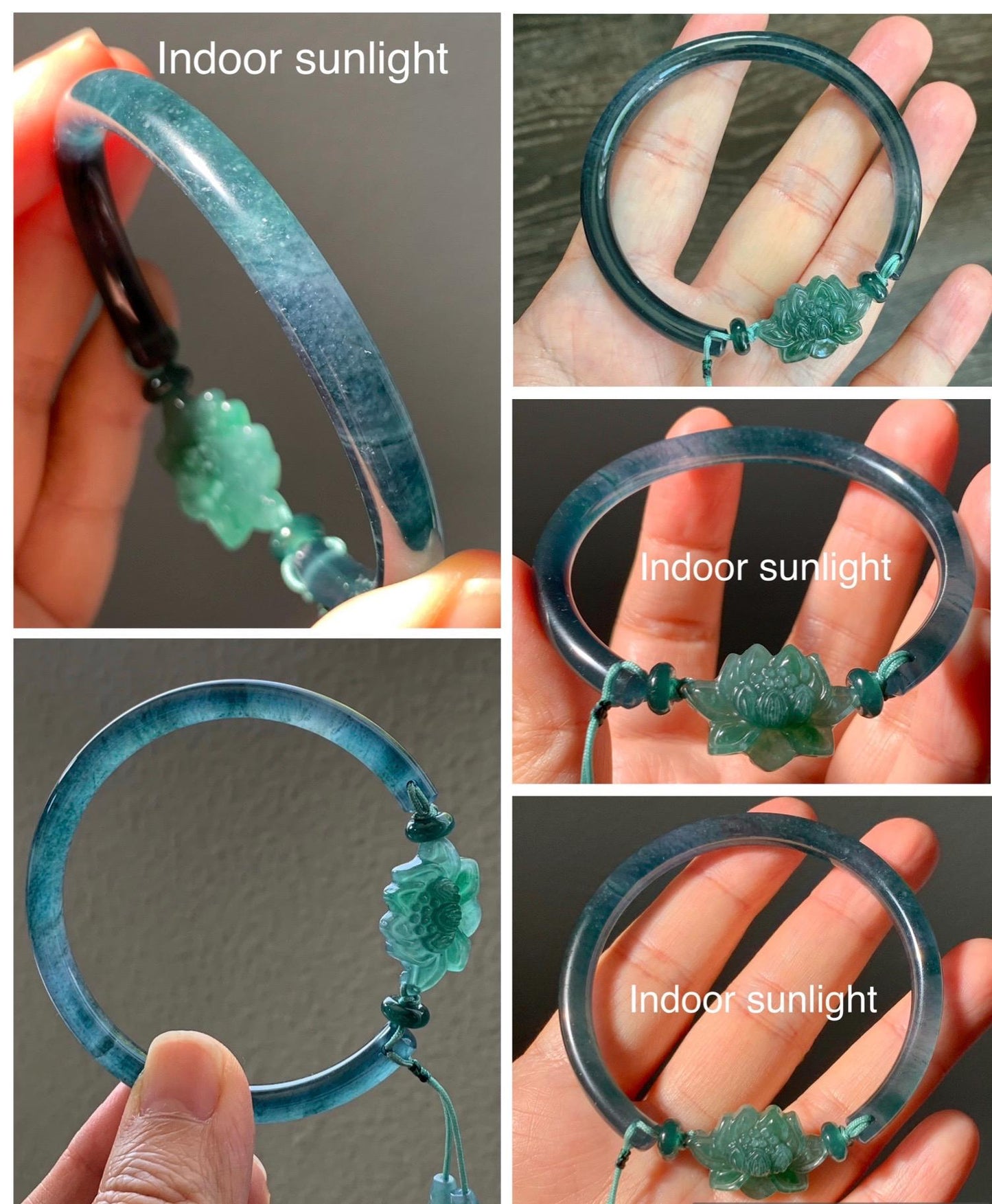 Certified Natural Grade A Guatemalan Icy Highly Translucent Dark Aegean Blue Jade Jadeite Bangle Bracelet 53.8mm 6.65” 17g 天然冰胶危牛仔蓝翡翠开口手镯605