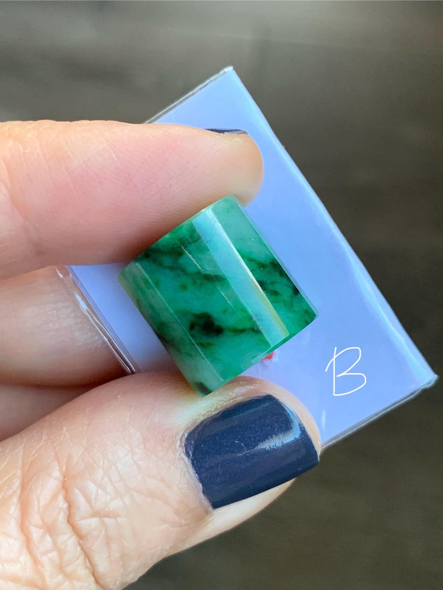 Natural Grade A Icy Translucent Rich Green Marbled Jade Jadeite LuLuTong Barrel Tube Bead Rope Necklace Loose Stone 天然冰绿飘花翡翠路路通桶珠吊坠 MLT294