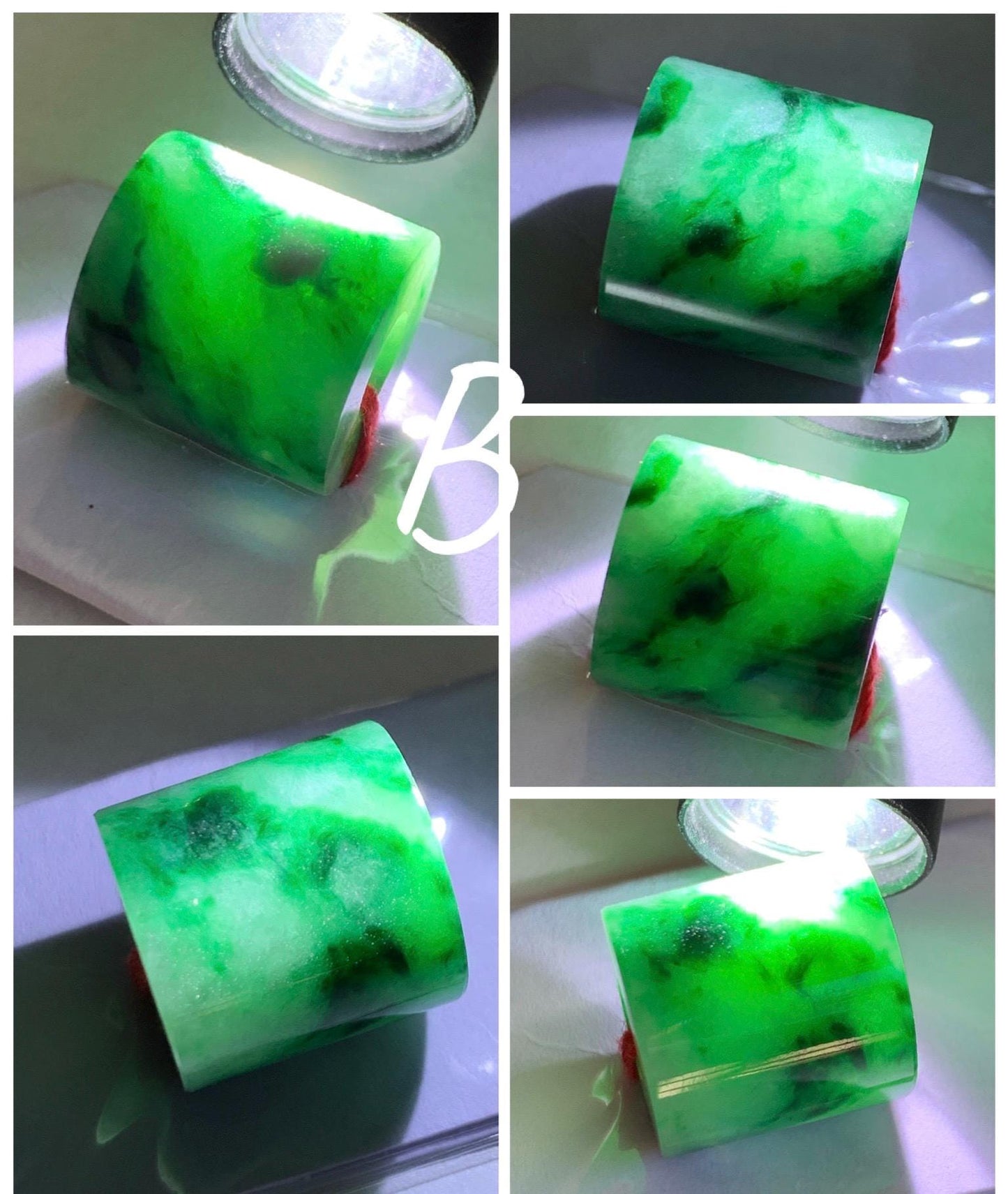 Natural Grade A Icy Translucent Rich Green Marbled Jade Jadeite LuLuTong Barrel Tube Bead Rope Necklace Loose Stone 天然冰绿飘花翡翠路路通桶珠吊坠 MLT294