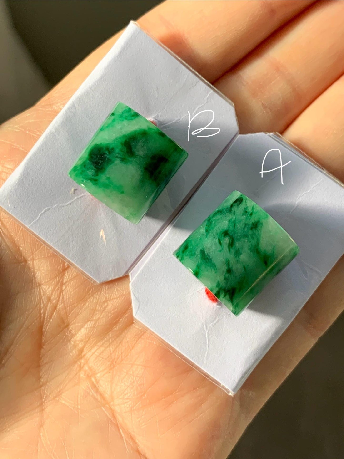 Natural Grade A Icy Translucent Rich Green Marbled Jade Jadeite LuLuTong Barrel Tube Bead Rope Necklace Loose Stone 天然冰绿飘花翡翠路路通桶珠吊坠 MLT294