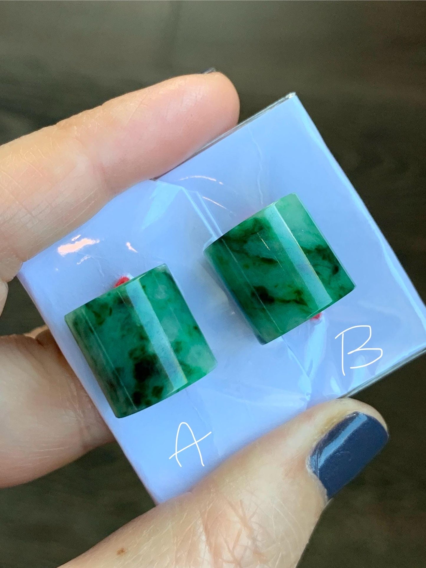 Natural Grade A Icy Translucent Rich Green Marbled Jade Jadeite LuLuTong Barrel Tube Bead Rope Necklace Loose Stone 天然冰绿飘花翡翠路路通桶珠吊坠 MLT294