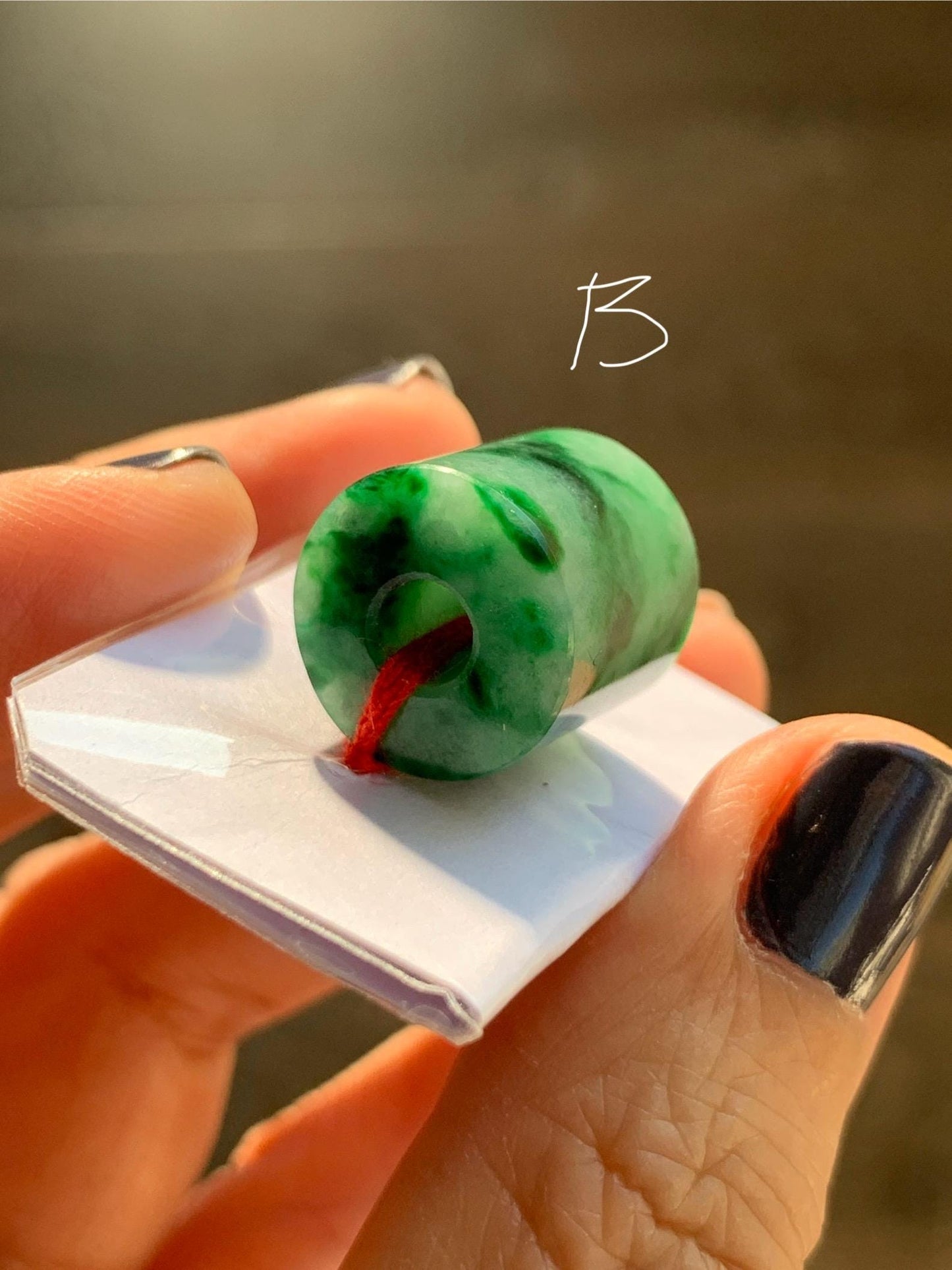 Natural Grade A Icy Translucent Rich Green Marbled Jade Jadeite LuLuTong Barrel Tube Bead Rope Necklace Loose Stone 天然冰绿飘花翡翠路路通桶珠吊坠 MLT294