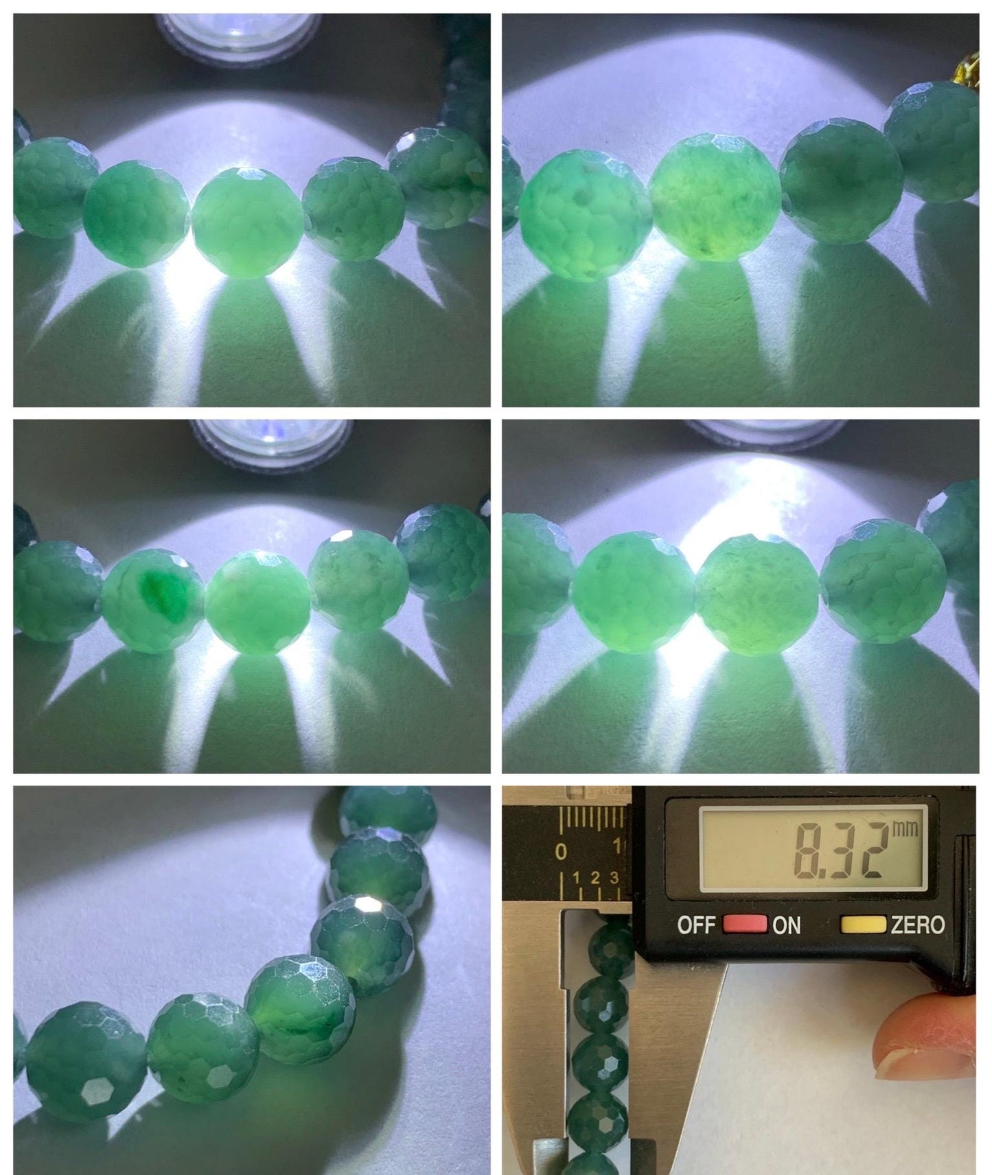 Natural Guatemalan Grade A Icy Translucent Dark Teal Blue Faceted Jade Jadeite Beaded Bracelet 8.3mm 7.5" 21g 天然冰危深蓝翡翠切割面圆珠手串 WQG100D