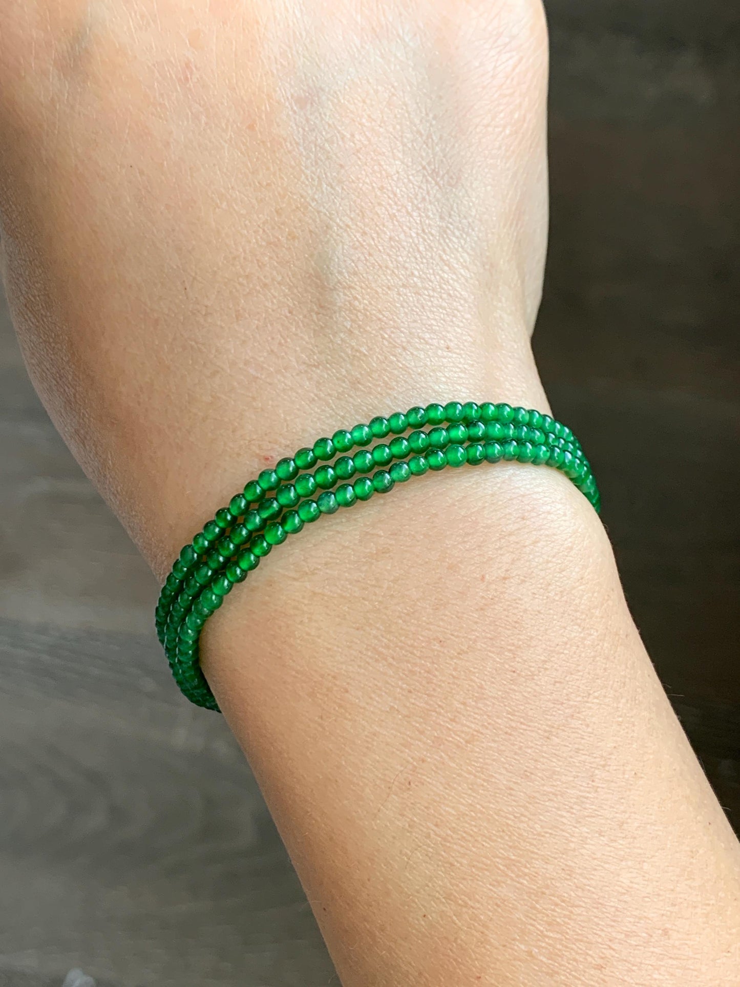 Certified Natural Grade A Guatemalan Icy Vibrant Green Jade Jadeite Petite Beaded Necklace Sterling Silver 2.5-2.7mm 6.79g 天然冰危绿翡翠小圆珠项链 470