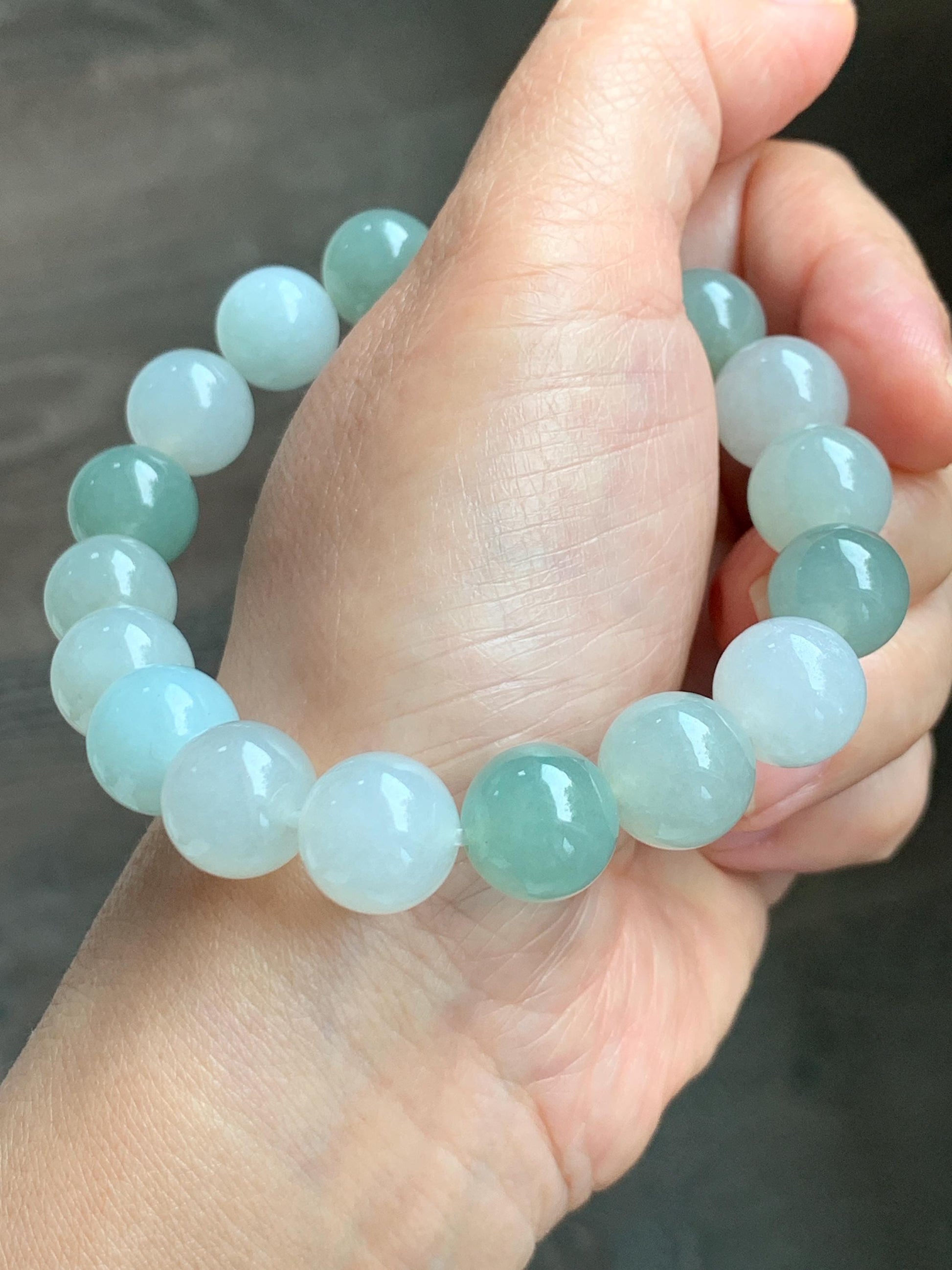 Certified Natural Grade A Icy Translucent Multicolored Jade Jadeite Large Beads Beaded Bracelet 11.6mm 8.25” 55.39g 天然冰胶多宝翡翠大卡手串 461
