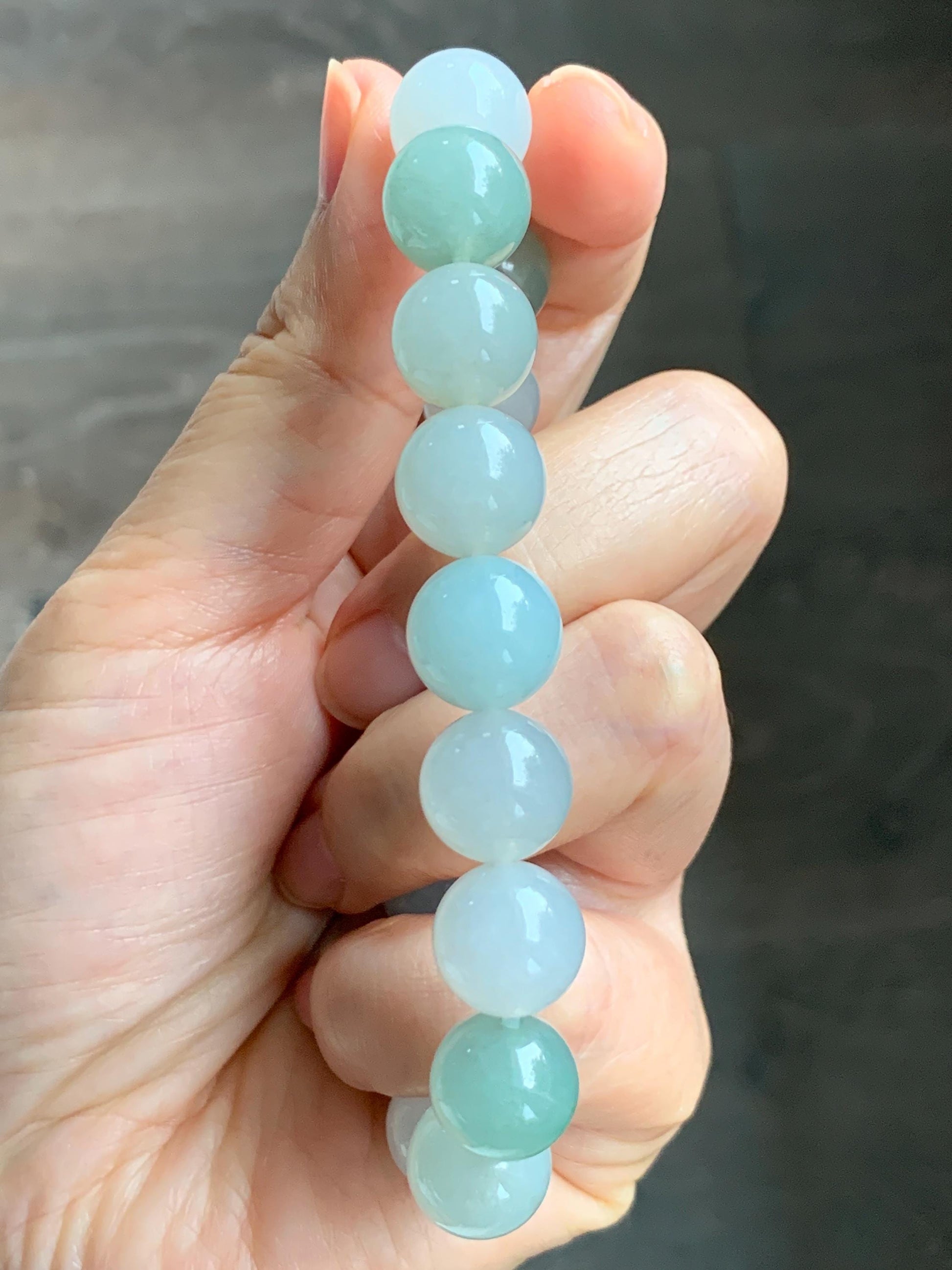 Certified Natural Grade A Icy Translucent Multicolored Jade Jadeite Large Beads Beaded Bracelet 11.6mm 8.25” 55.39g 天然冰胶多宝翡翠大卡手串 461
