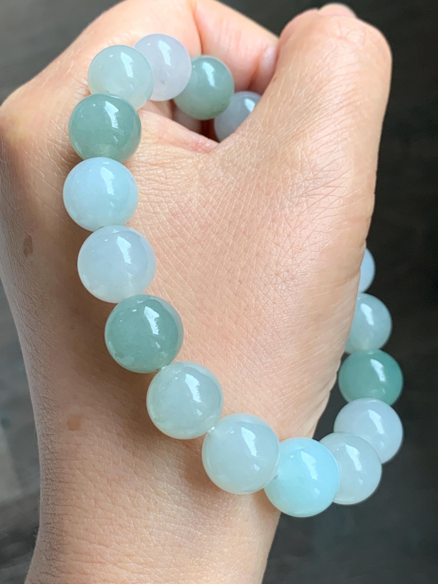 Certified Natural Grade A Icy Translucent Multicolored Jade Jadeite Large Beads Beaded Bracelet 11.6mm 8.25” 55.39g 天然冰胶多宝翡翠大卡手串 461