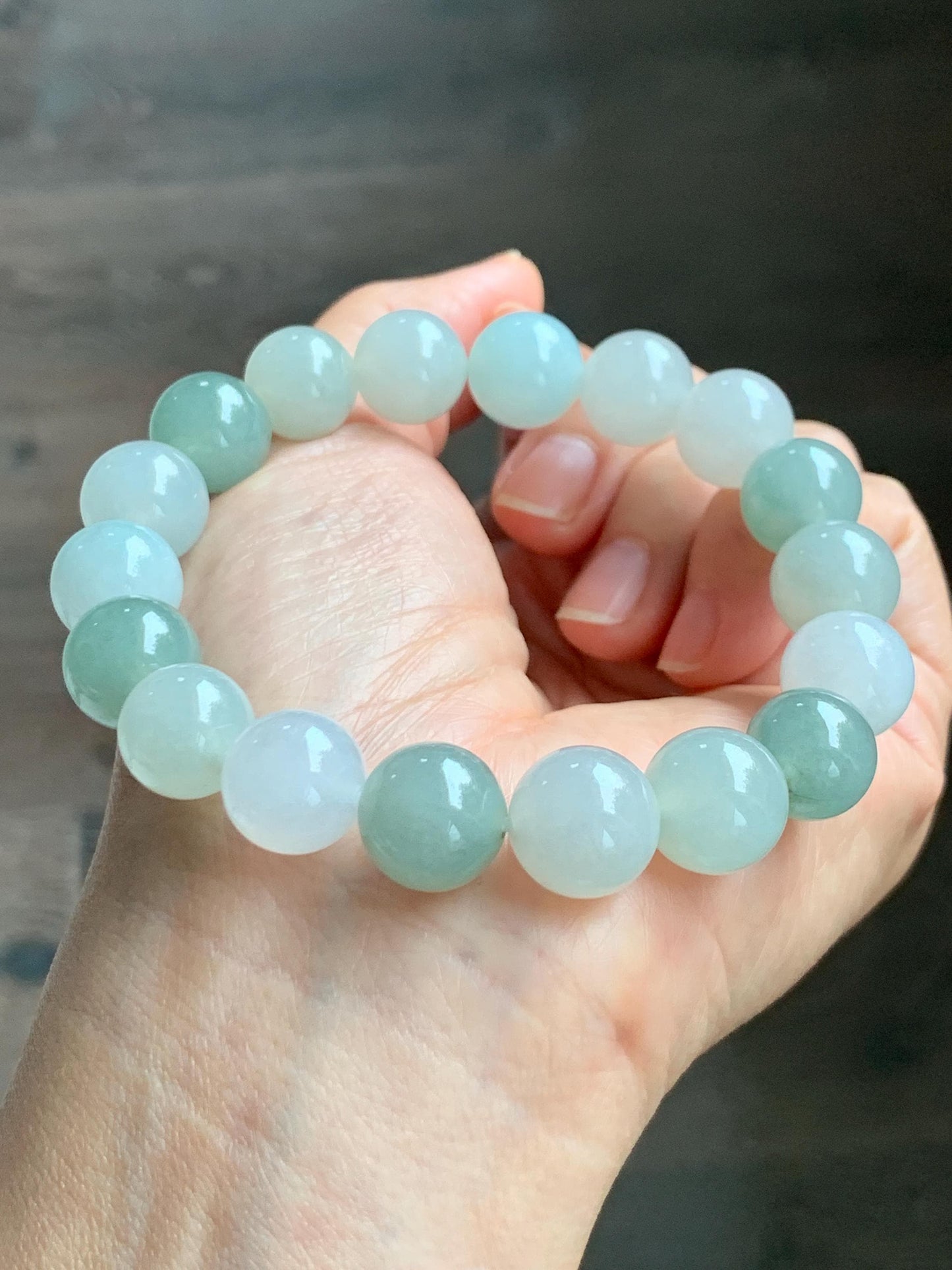 Certified Natural Grade A Icy Translucent Multicolored Jade Jadeite Large Beads Beaded Bracelet 11.6mm 8.25” 55.39g 天然冰胶多宝翡翠大卡手串 461