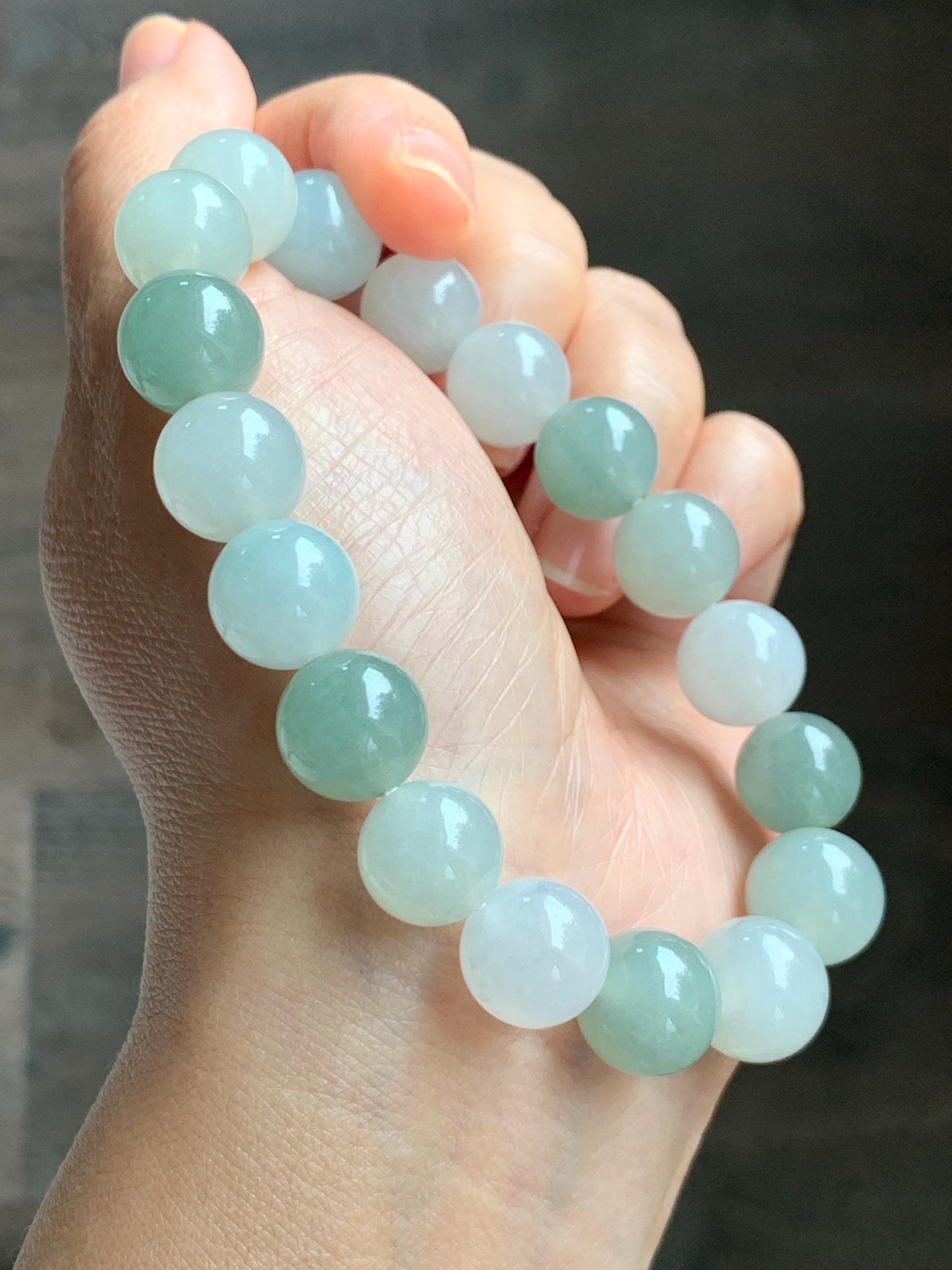 Certified Natural Grade A Icy Translucent Multicolored Jade Jadeite Large Beads Beaded Bracelet 11.6mm 8.25” 55.39g 天然冰胶多宝翡翠大卡手串 461