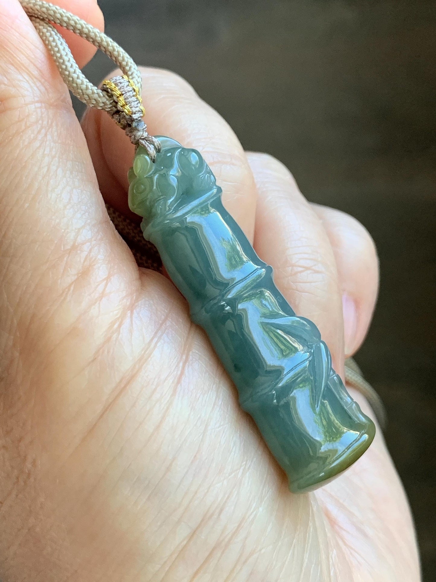 Natural Grade A Guatemalan Icy Translucent Dusty Blue Yellow Bicolored Jade Jadeite Bamboo Mouse Pendant Rope Necklace 天然冰危黄蓝翡翠竹节老鼠吊坠 WZS110
