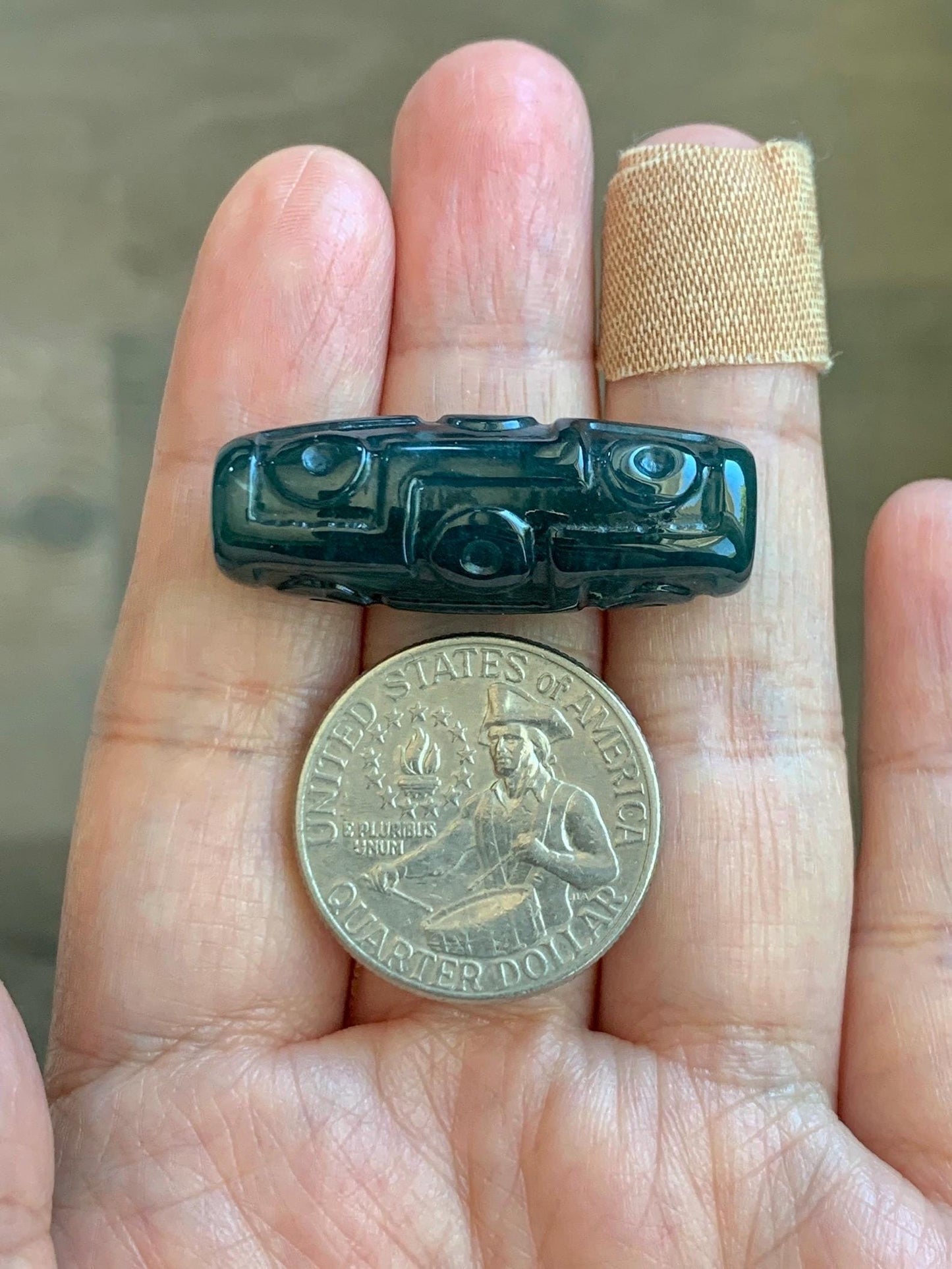 Natural Grade A Guatemalan Icy Translucent Dark Teal Blue Jade Jadeite Carved Dzi Bead Heavens Bead Pendant 12g 天然冰危深蓝翡翠天珠 WTZ120A
