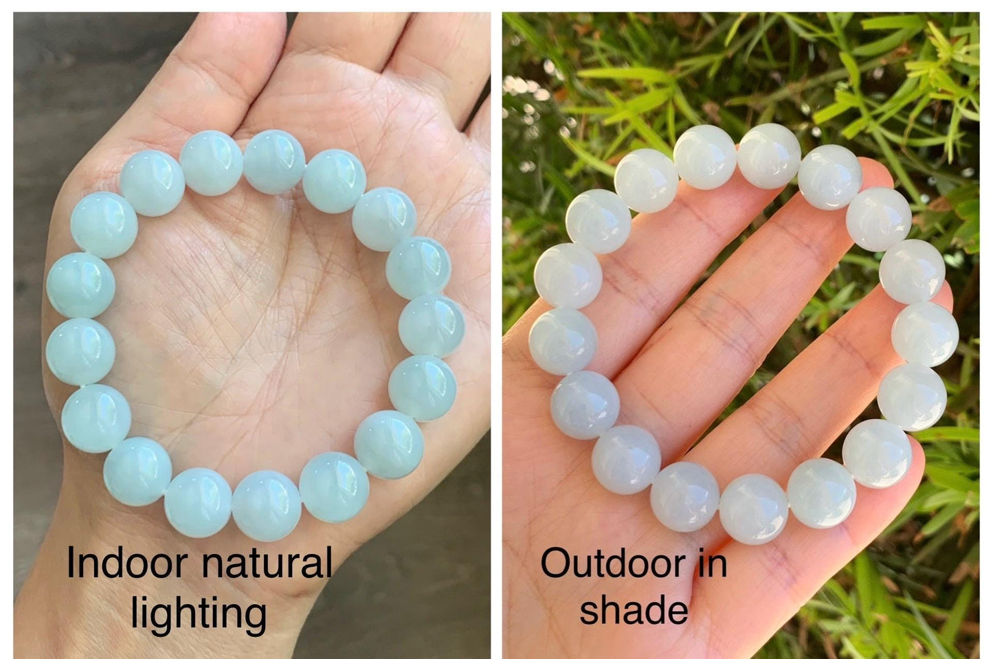 Certified Natural Grade A Icy Translucent Pastel Dusty Blue Jade Jadeite Large Beads Beaded Bracelet 11.8mm 7.25” 48g 天然老种冰胶淡蓝翡翠圆珠手串 456