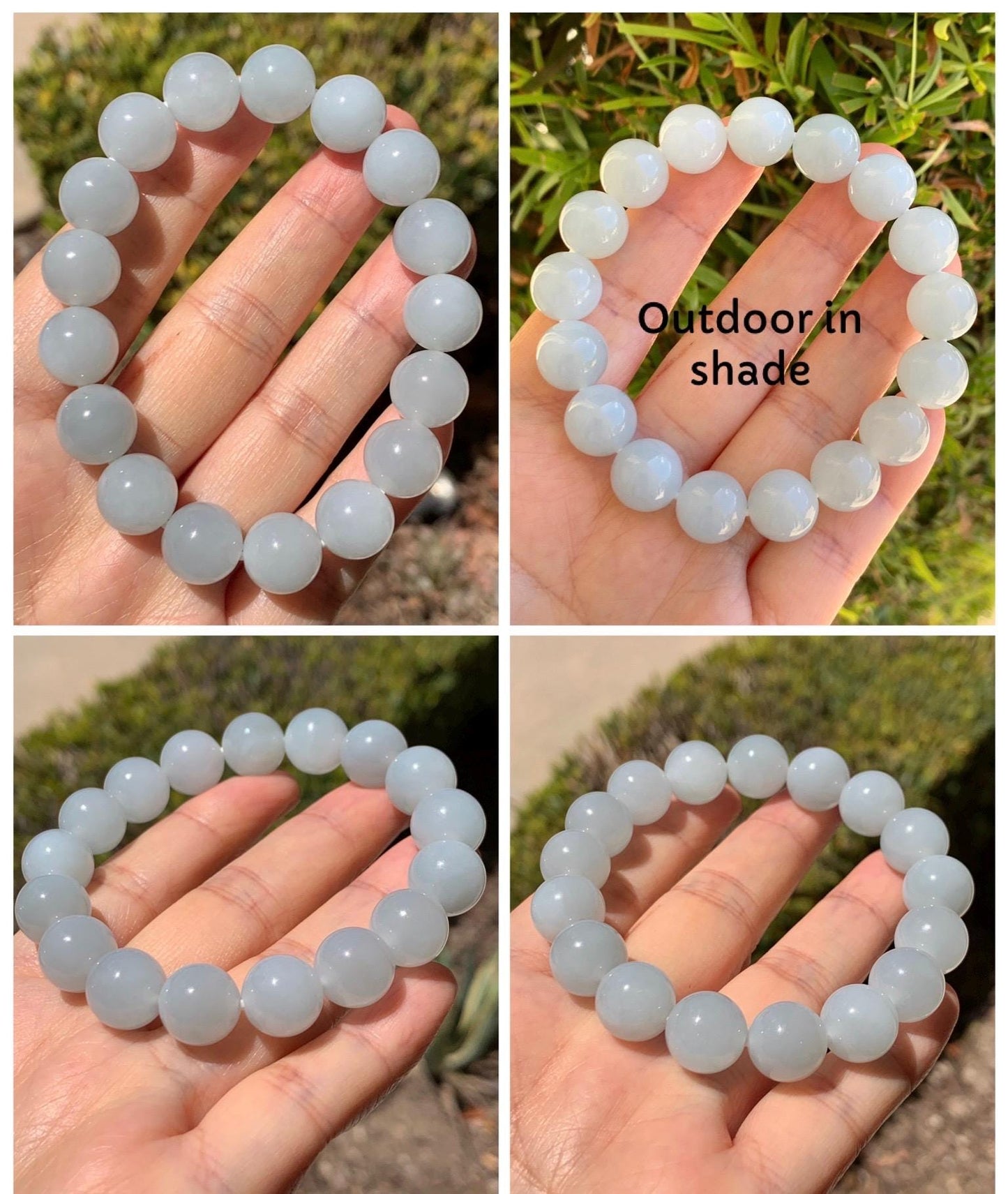 Certified Natural Grade A Icy Translucent Pastel Dusty Blue Jade Jadeite Large Beads Beaded Bracelet 11.8mm 7.25” 48g 天然老种冰胶淡蓝翡翠圆珠手串 455