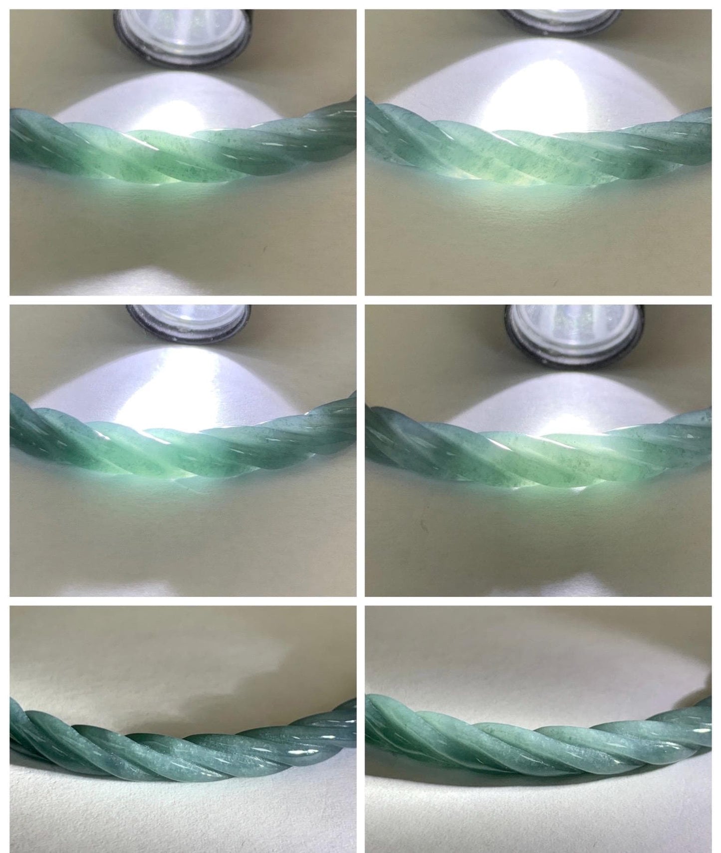 Certified Natural Grade A Guatemalan Icy Translucent Dark Dusty Blue Jade Jadeite Carved Braid Slim Bangle 57.7mm 7.14” 天然冰危深灰蓝翡翠细麻花手镯 483