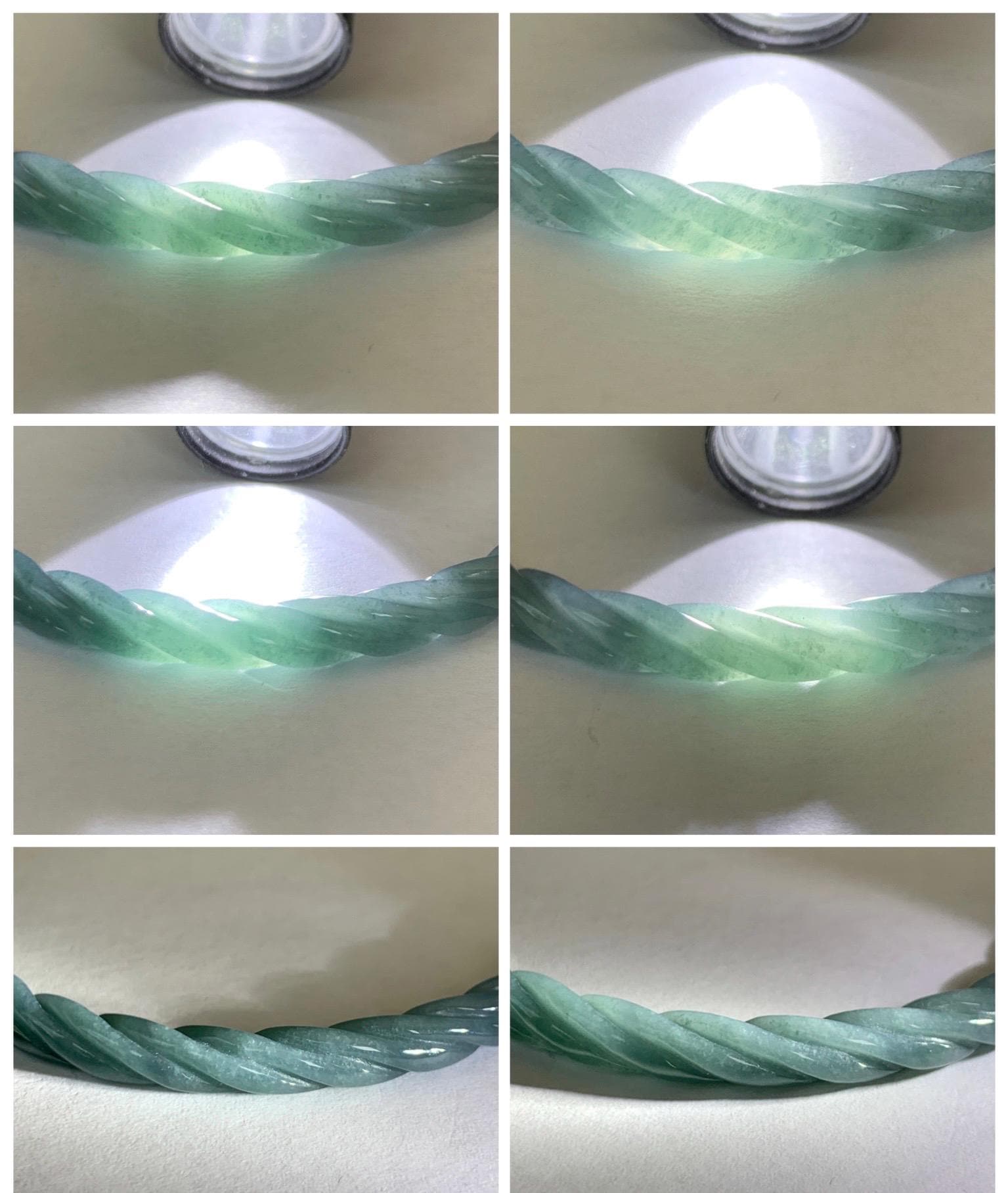 Certified Natural Grade A Guatemalan Icy Translucent Dark Dusty Blue Jade Jadeite Carved Braid Slim Bangle 57.7mm 7.14” 天然冰危深灰蓝翡翠细麻花手镯 483