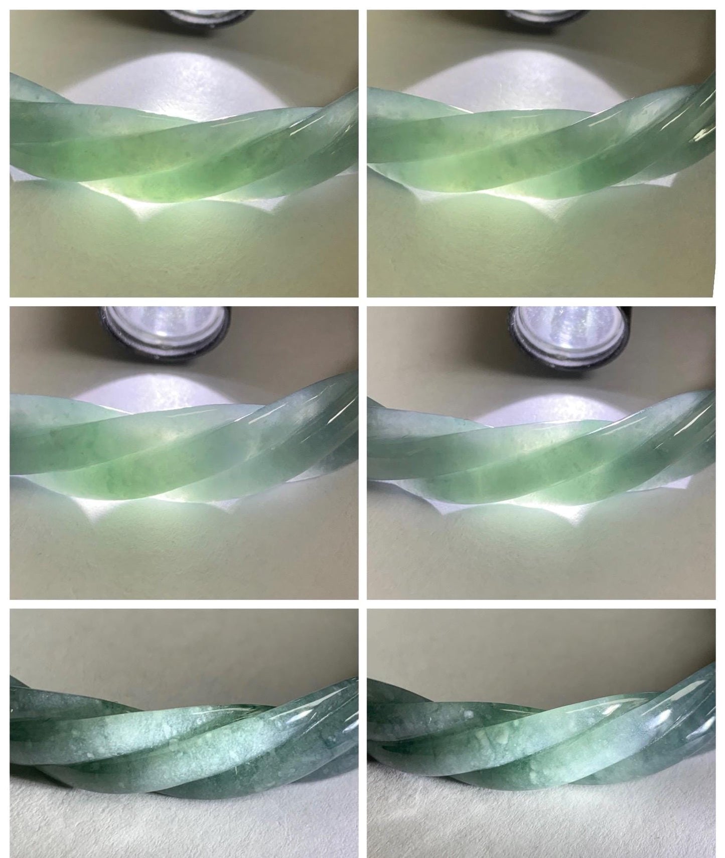 Certified Natural Grade A Guatemalan Icy Translucent Dusty Teal Blue Jade Jadeite Carved Braid Wide Bangle 60.12mm 7.43” 天然冰危暗蓝翡翠麻花宽手镯 490