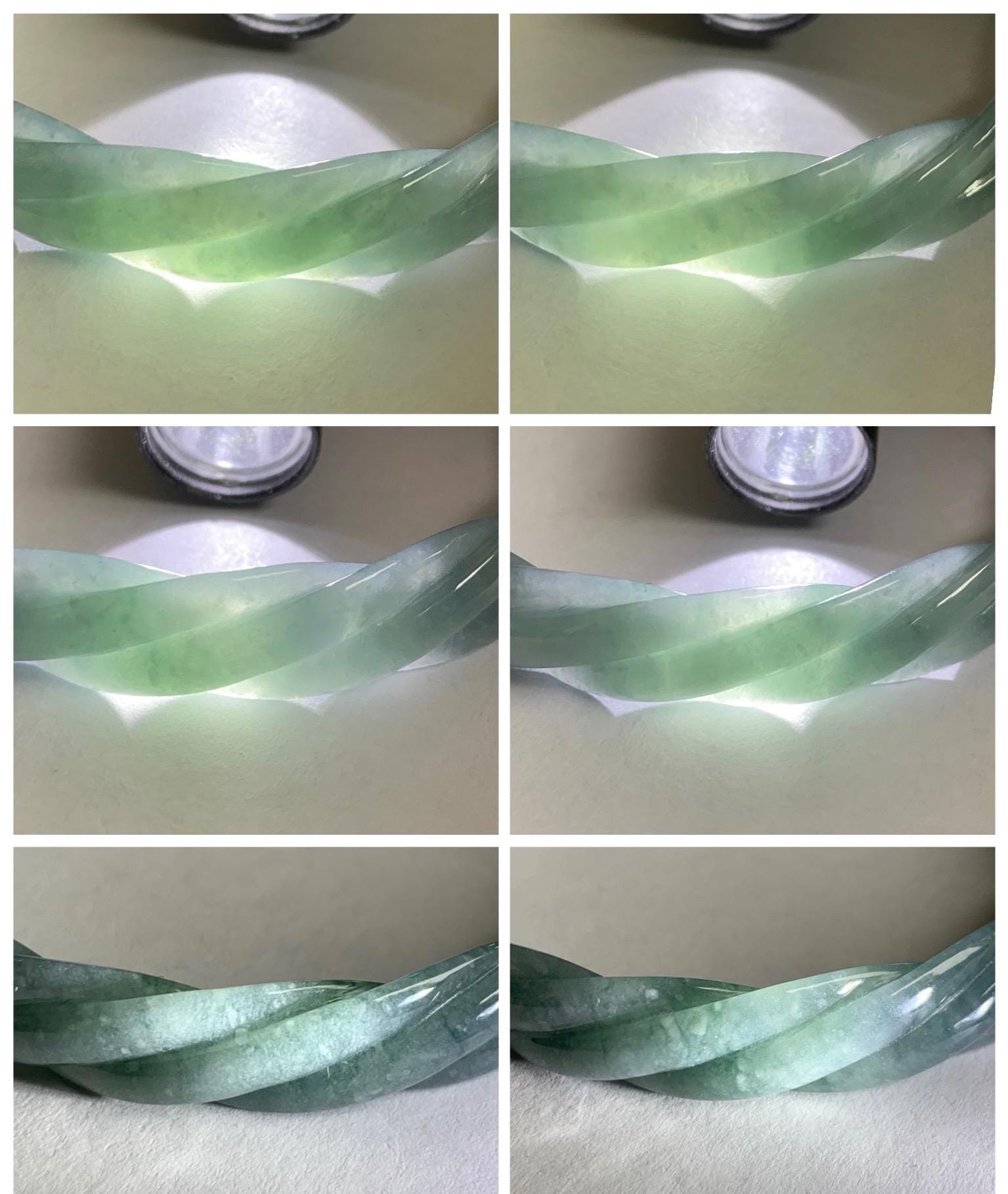 Certified Natural Grade A Guatemalan Icy Translucent Dusty Teal Blue Jade Jadeite Carved Braid Wide Bangle 60.12mm 7.43” 天然冰危暗蓝翡翠麻花宽手镯 490