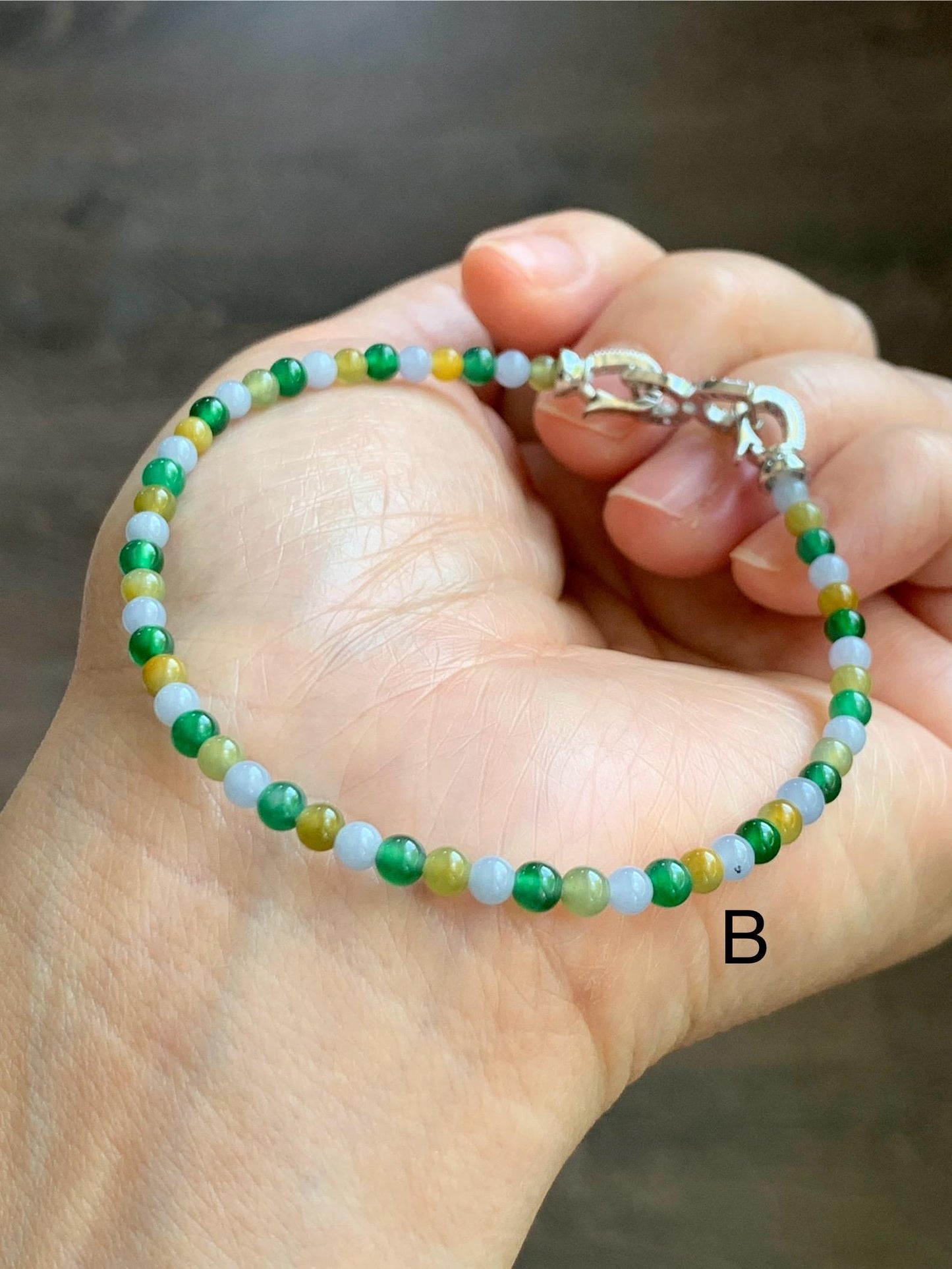 Natural Grade A Icy Translucent Vibrant Multicolored Jade Jadeite Petite Beads Beaded Bracelet 3.5mm 7.5”-7.75” 5g 天然冰多宝翡翠小珠手串 MXB660