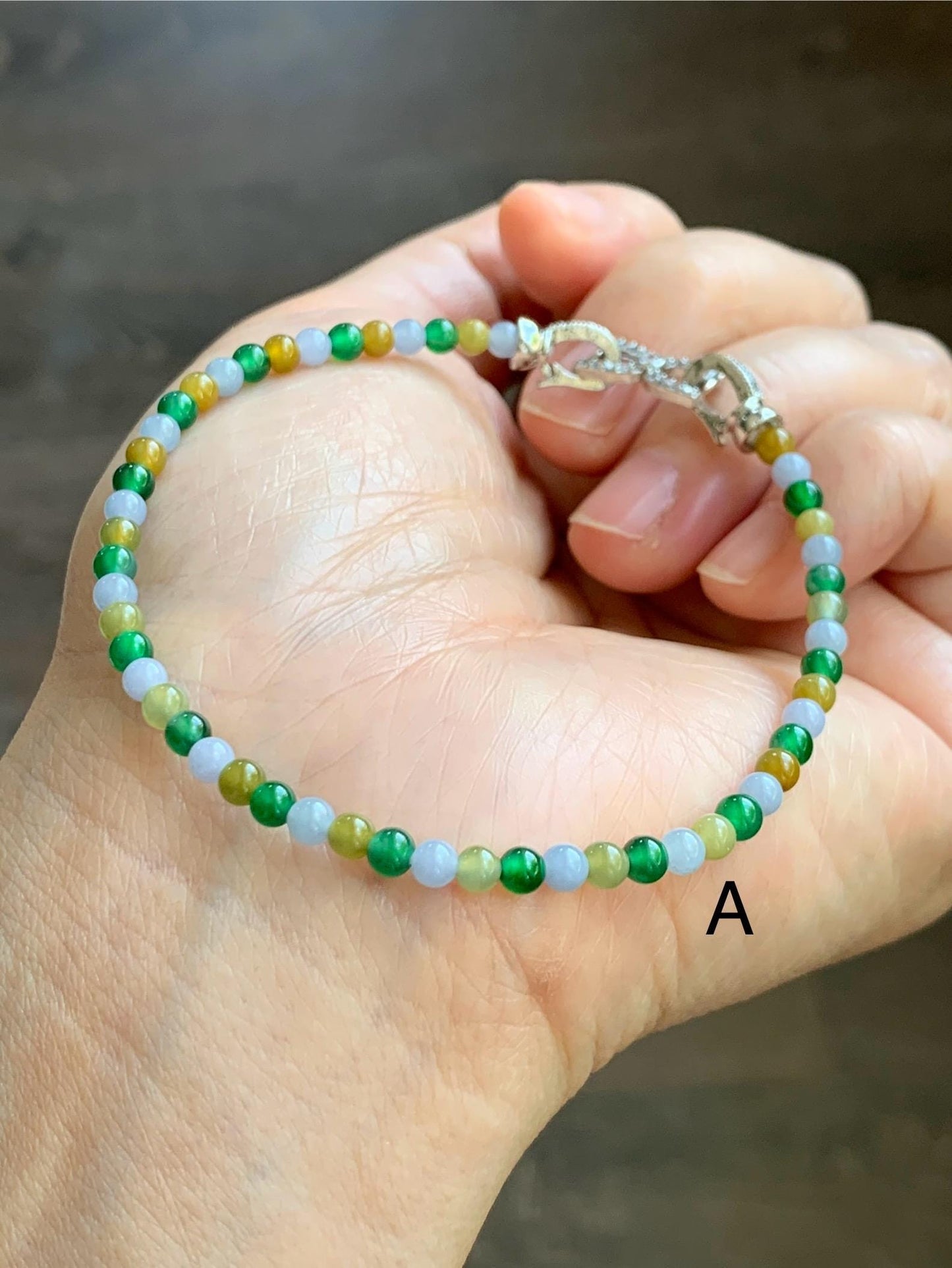 Natural Grade A Icy Translucent Vibrant Multicolored Jade Jadeite Petite Beads Beaded Bracelet 3.5mm 7.5”-7.75” 5g 天然冰多宝翡翠小珠手串 MXB660
