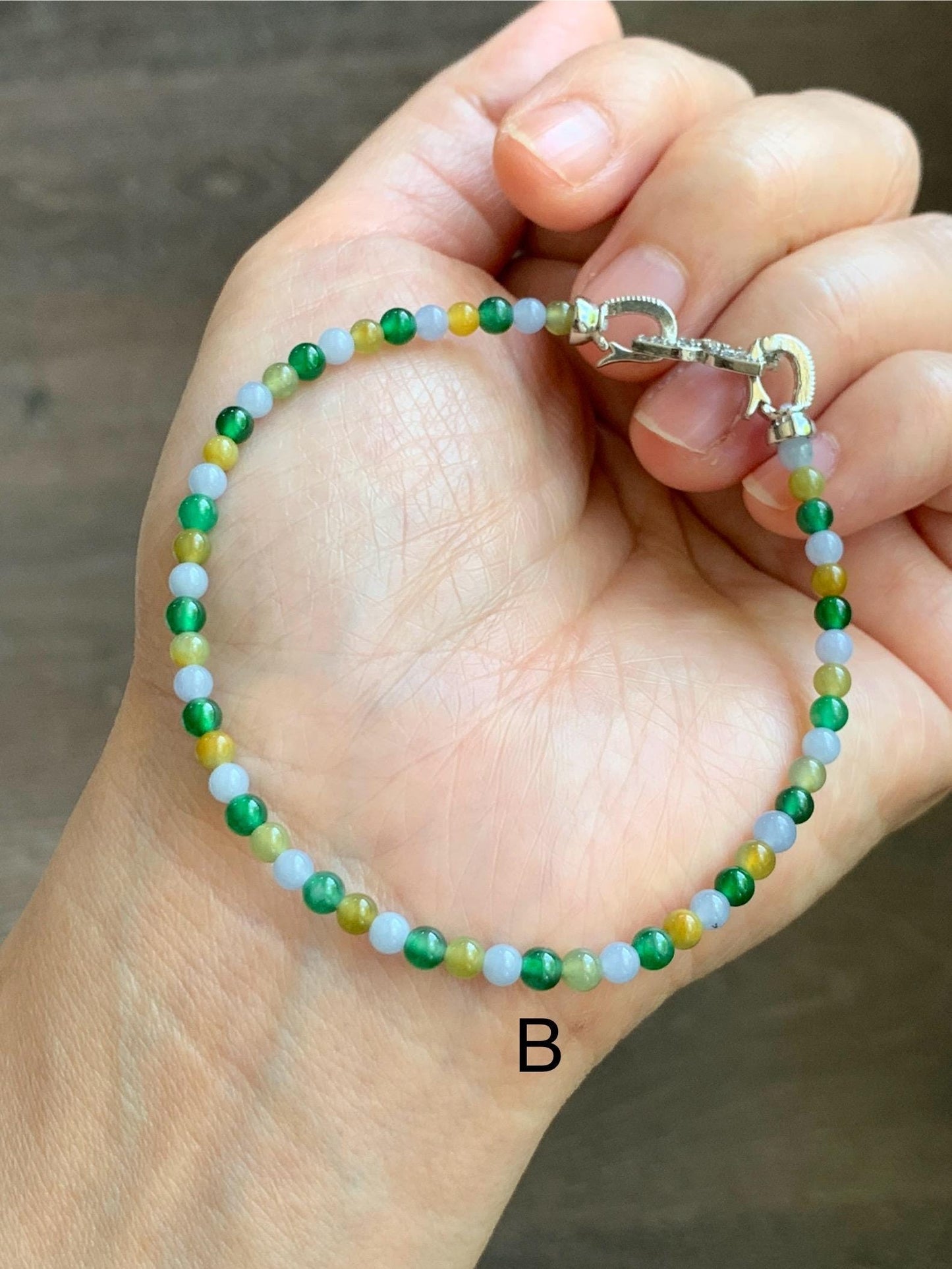 Natural Grade A Icy Translucent Vibrant Multicolored Jade Jadeite Petite Beads Beaded Bracelet 3.5mm 7.5”-7.75” 5g 天然冰多宝翡翠小珠手串 MXB660
