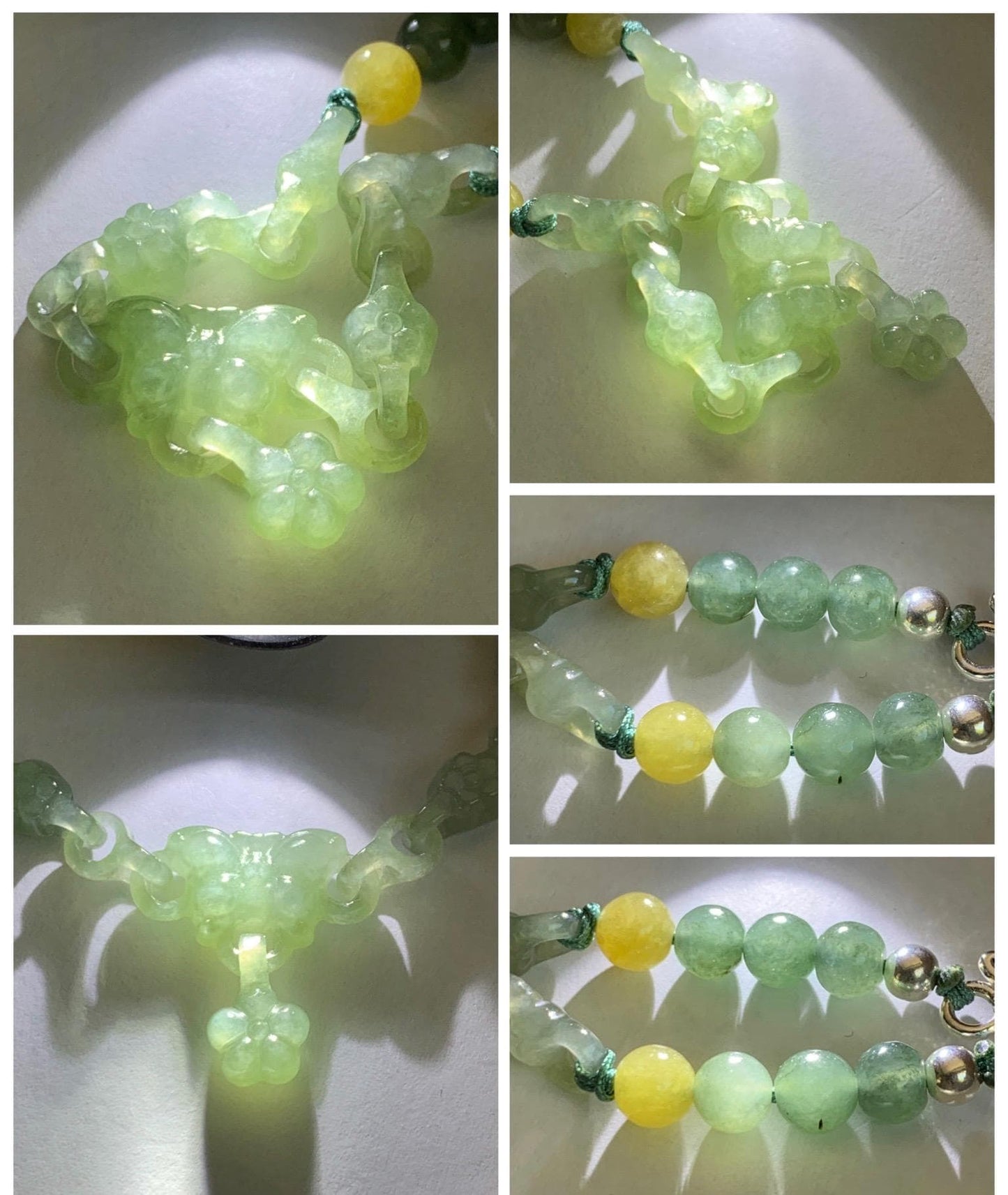Certified Natural Grade A Icy Light Green Jade Jadeite Interlocking Link Chain Butterfly Bracelet Sterling Silver 7" 天然冰胶晴绿翡翠雕刻蝴蝶链条手链 439