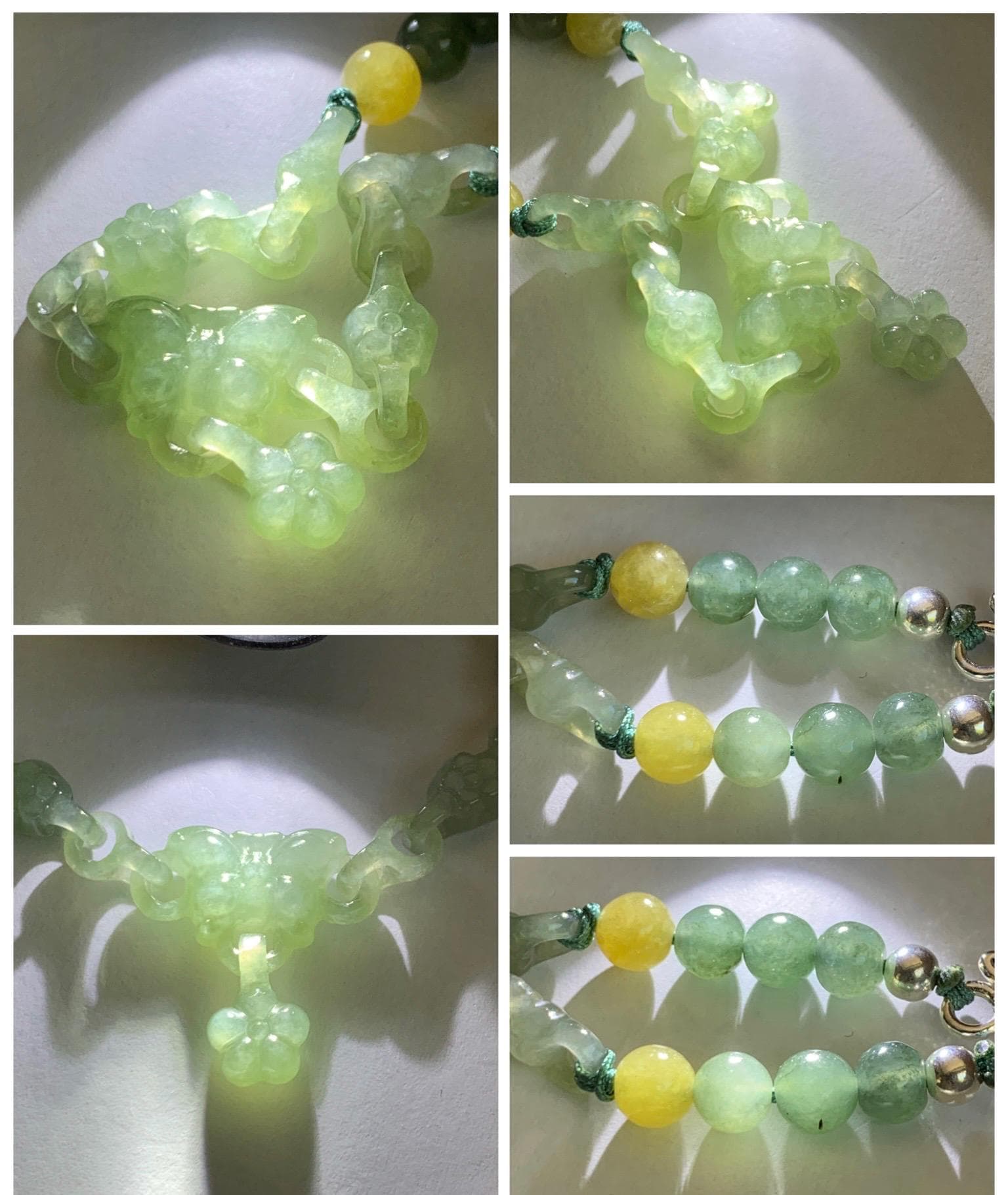Certified Natural Grade A Icy Light Green Jade Jadeite Interlocking Link Chain Butterfly Bracelet Sterling Silver 7" 天然冰胶晴绿翡翠雕刻蝴蝶链条手链 439