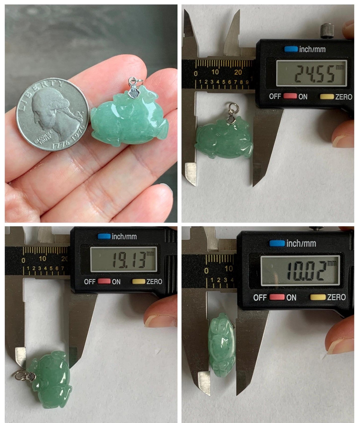 Natural Grade A Icy Translucent Icy Light Apple Green Jade Jadeite Carved Tang Horse Pendant Sterling Silver 8g 天然冰浅果绿翡翠唐马银镶吊坠 MGL160B