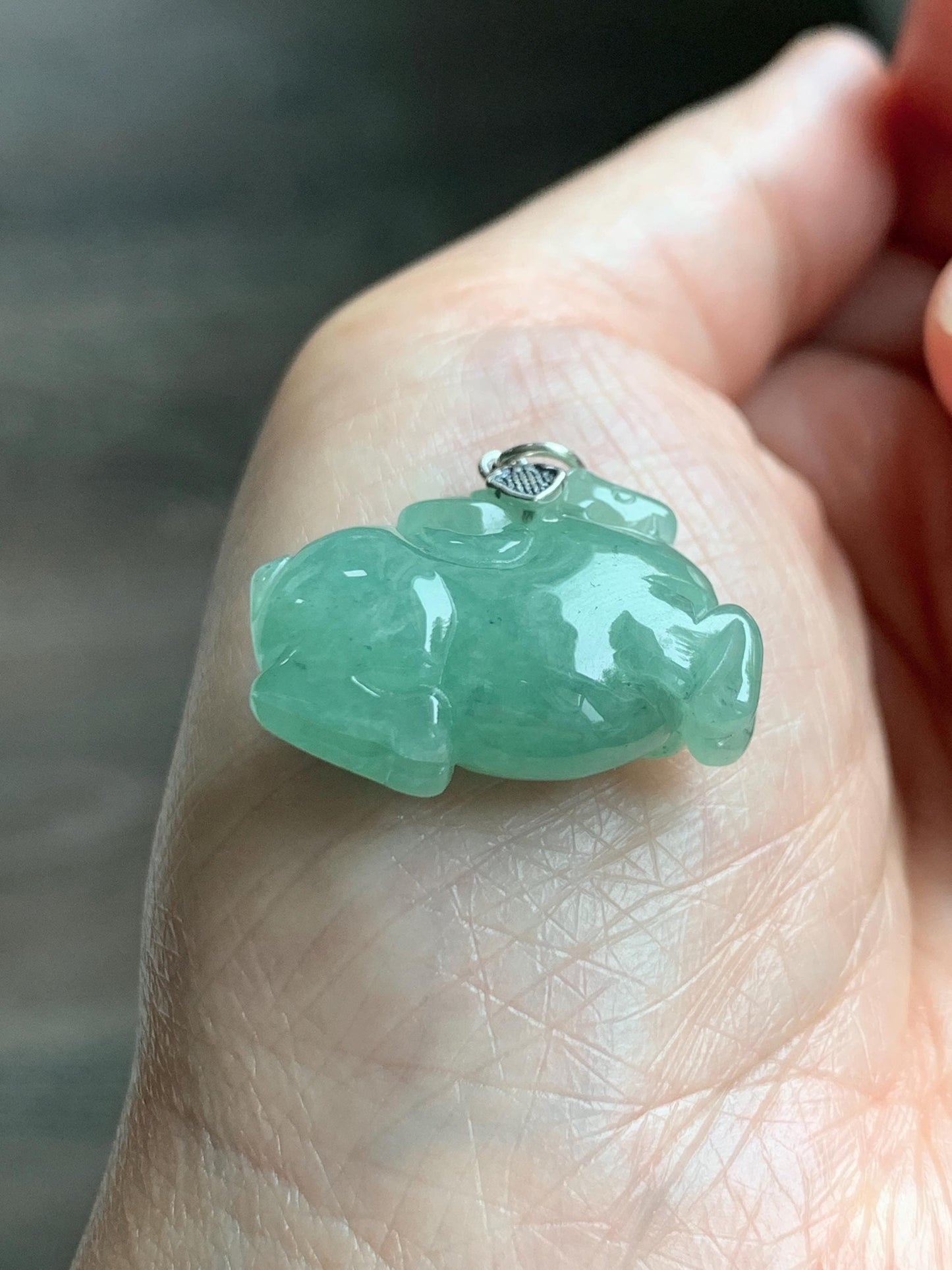 Natural Grade A Icy Translucent Icy Light Apple Green Jade Jadeite Carved Tang Horse Pendant Sterling Silver 8g 天然冰浅果绿翡翠唐马银镶吊坠 MGL160B