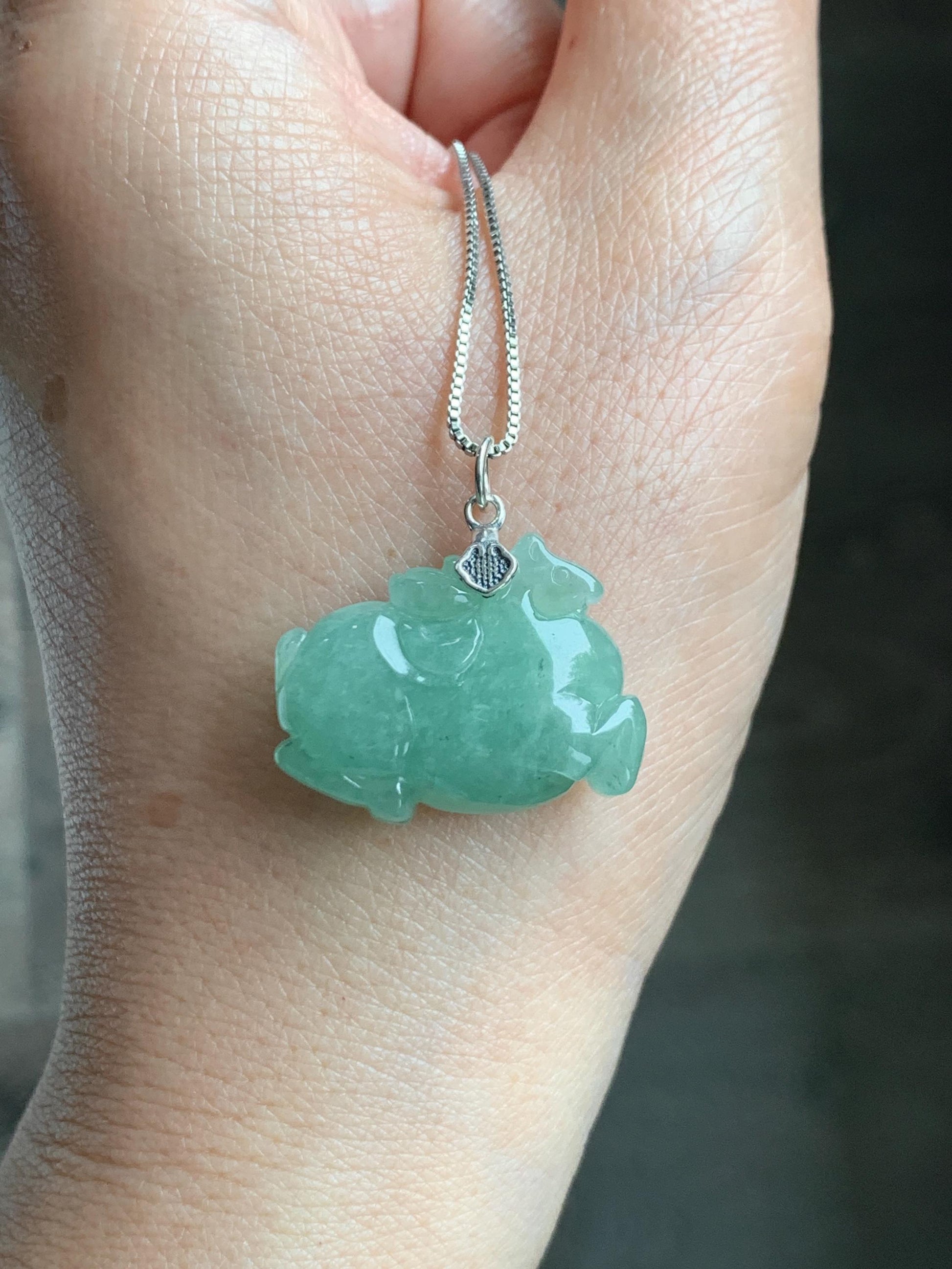 Natural Grade A Icy Translucent Icy Light Apple Green Jade Jadeite Carved Tang Horse Pendant Sterling Silver 8g 天然冰浅果绿翡翠唐马银镶吊坠 MGL160B