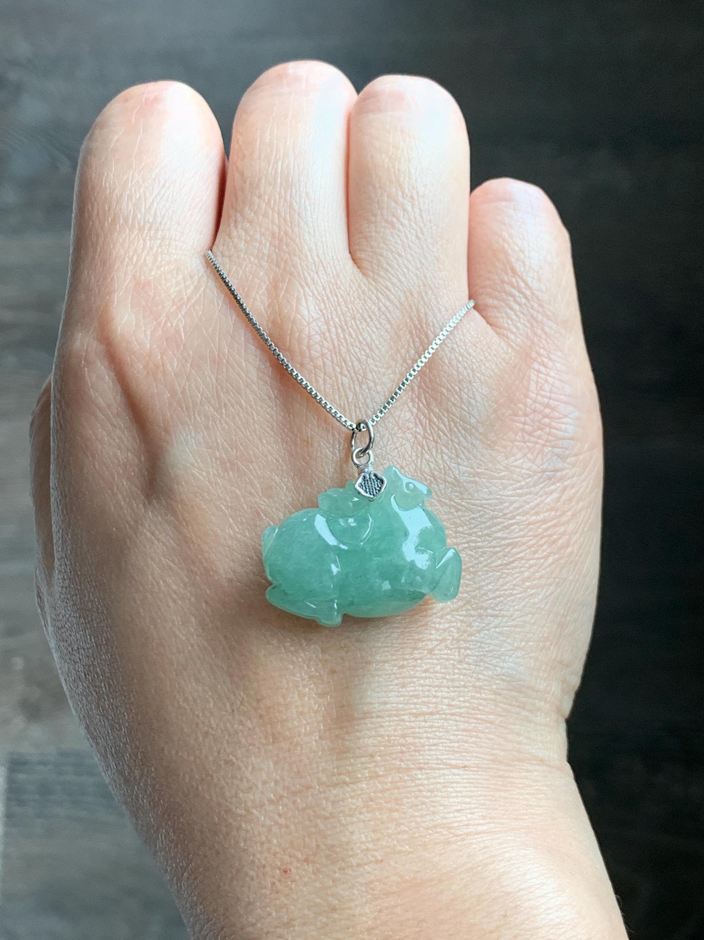Natural Grade A Icy Translucent Icy Light Apple Green Jade Jadeite Carved Tang Horse Pendant Sterling Silver 8g 天然冰浅果绿翡翠唐马银镶吊坠 MGL160B