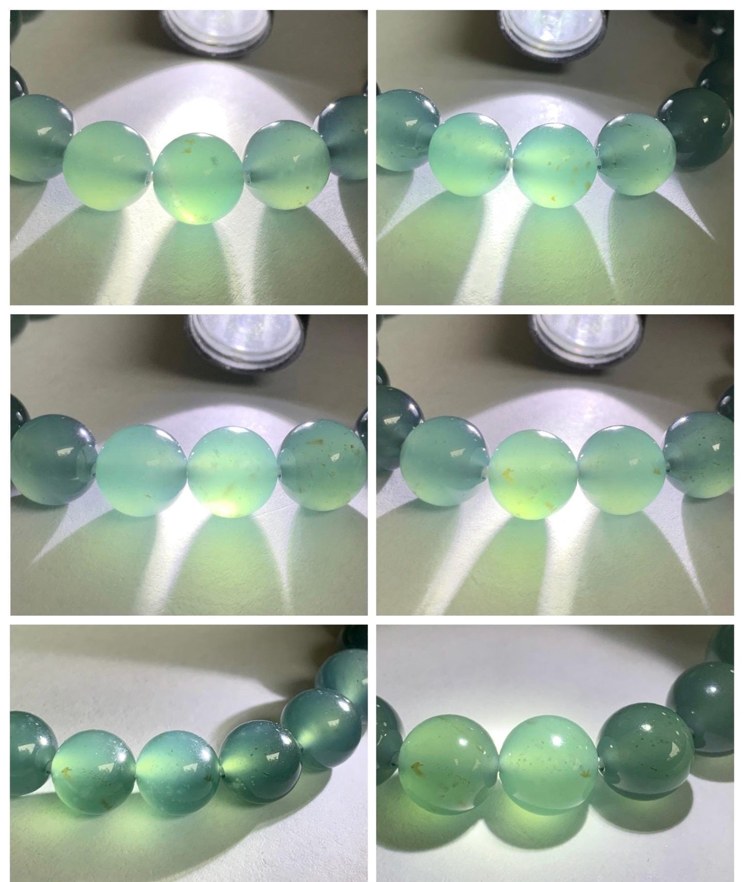 Certified Natural Grade A Guatemalan Icy Highly Translucent Teal Green Jade Jadeite Beads Beaded Bracelet 9.7mm 7.25” 32g 天然冰胶起光危晴蓝翡翠手串 457