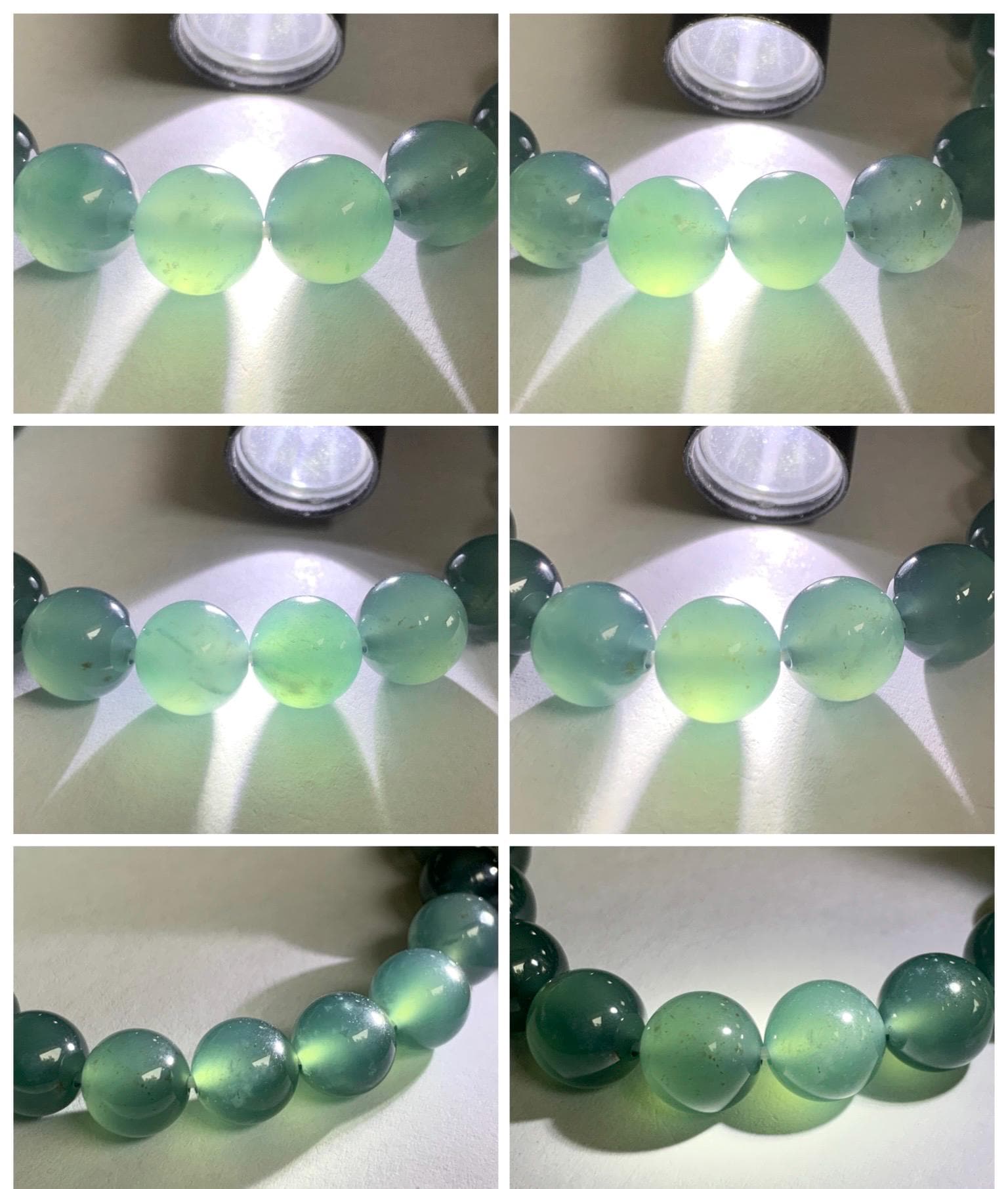 Certified Natural Grade A Guatemalan Icy Highly Translucent Teal Green Jade Jadeite Beads Beaded Bracelet 9.7mm 7.25” 32g 天然冰胶起光危晴蓝翡翠手串 458