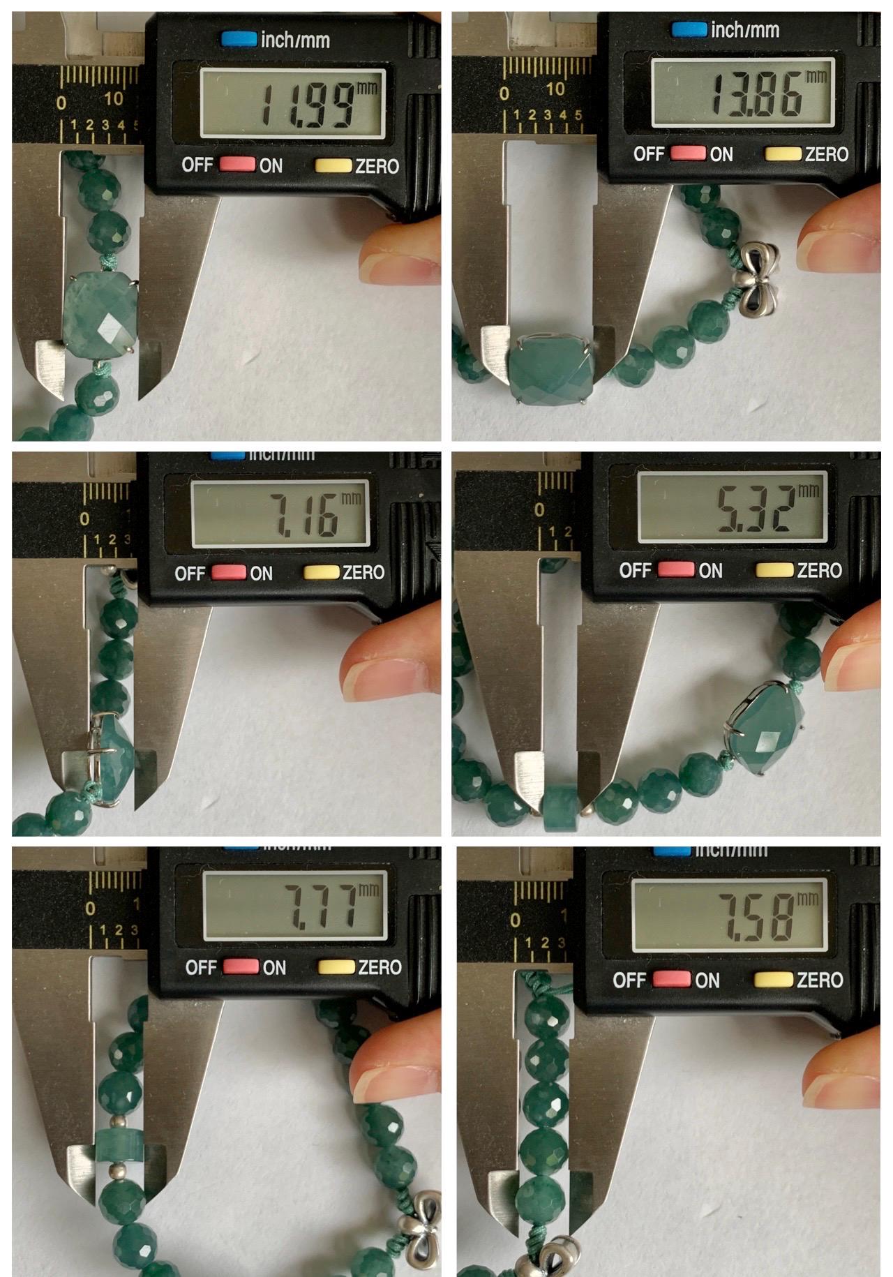 Natural Guatemalan Grade A Icy Translucent Dusty Teal Blue Jade Jadeite Cabochon & Beads Beaded Bracelet 7" 17g 天然冰危蓝绿翡翠切割面蛋面圆珠手串 WQG228